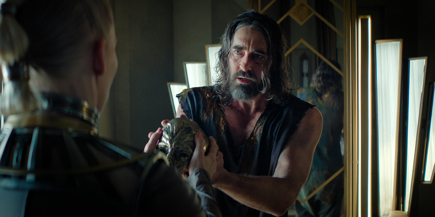 Lee Pace et Laura Birn dans Foundation.