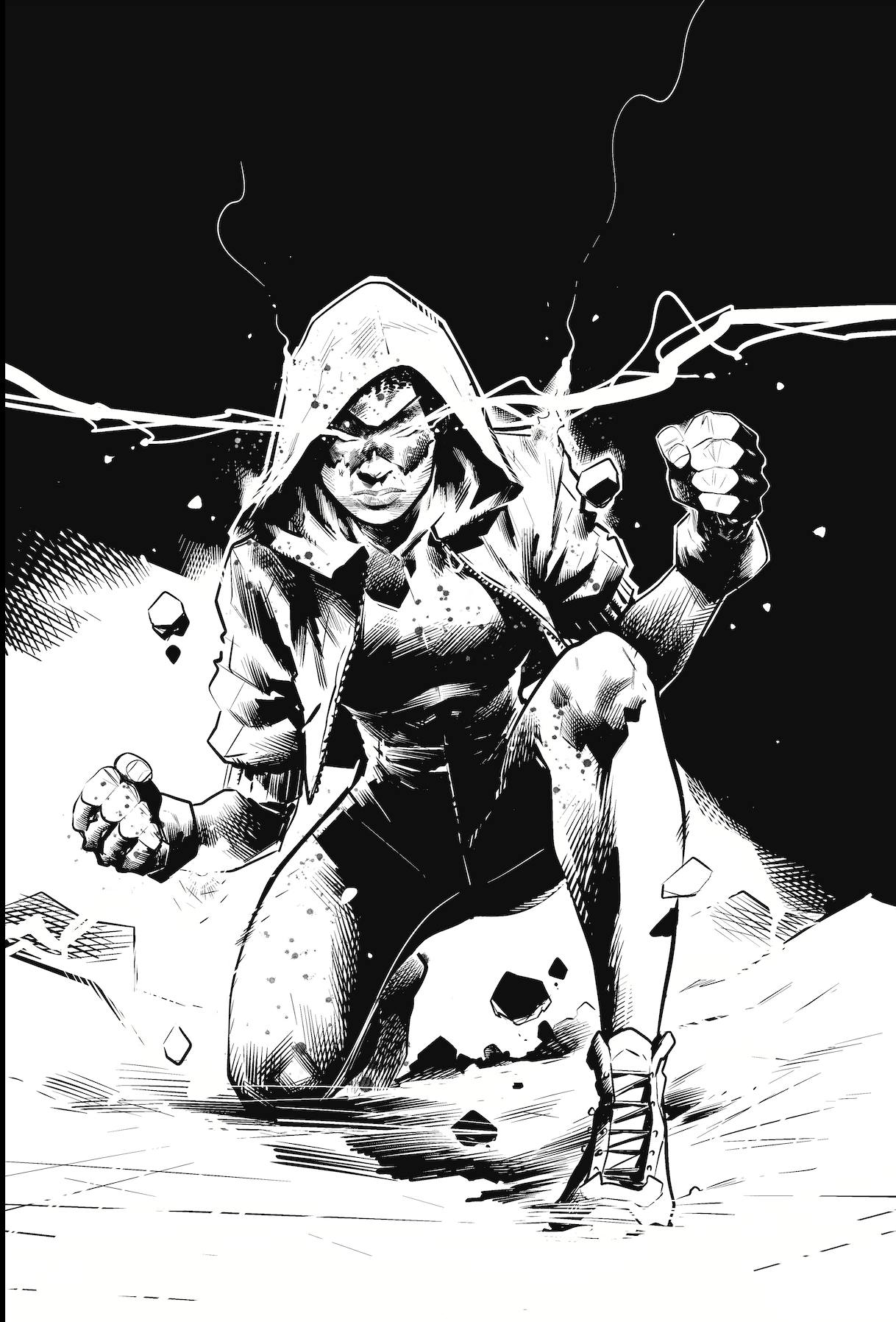 Dessin encré de Trevor Hairsine servant de couverture pour Héritage - épisode 2.