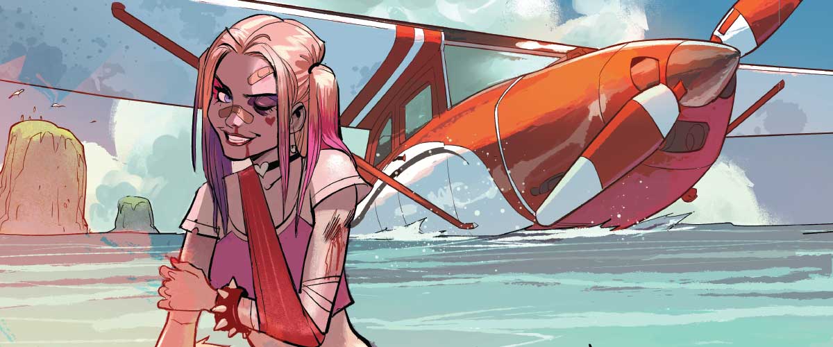 Harley Quinn dessinée par Miki Montlló pour Wonder Woman/Harley Quinn – La Souffrance et le Don.