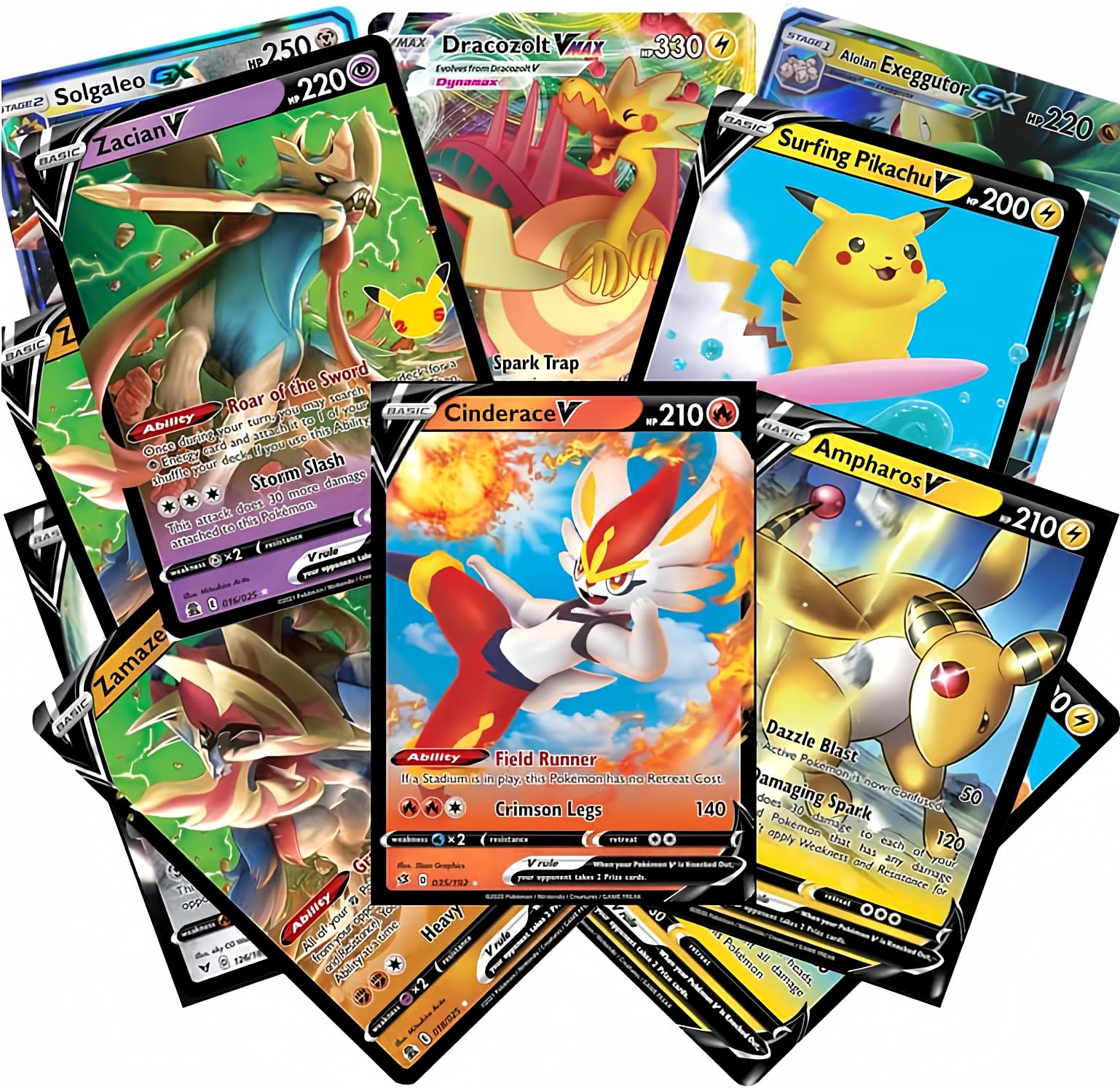Lot de cartes Pokémon rares et brillantes.
