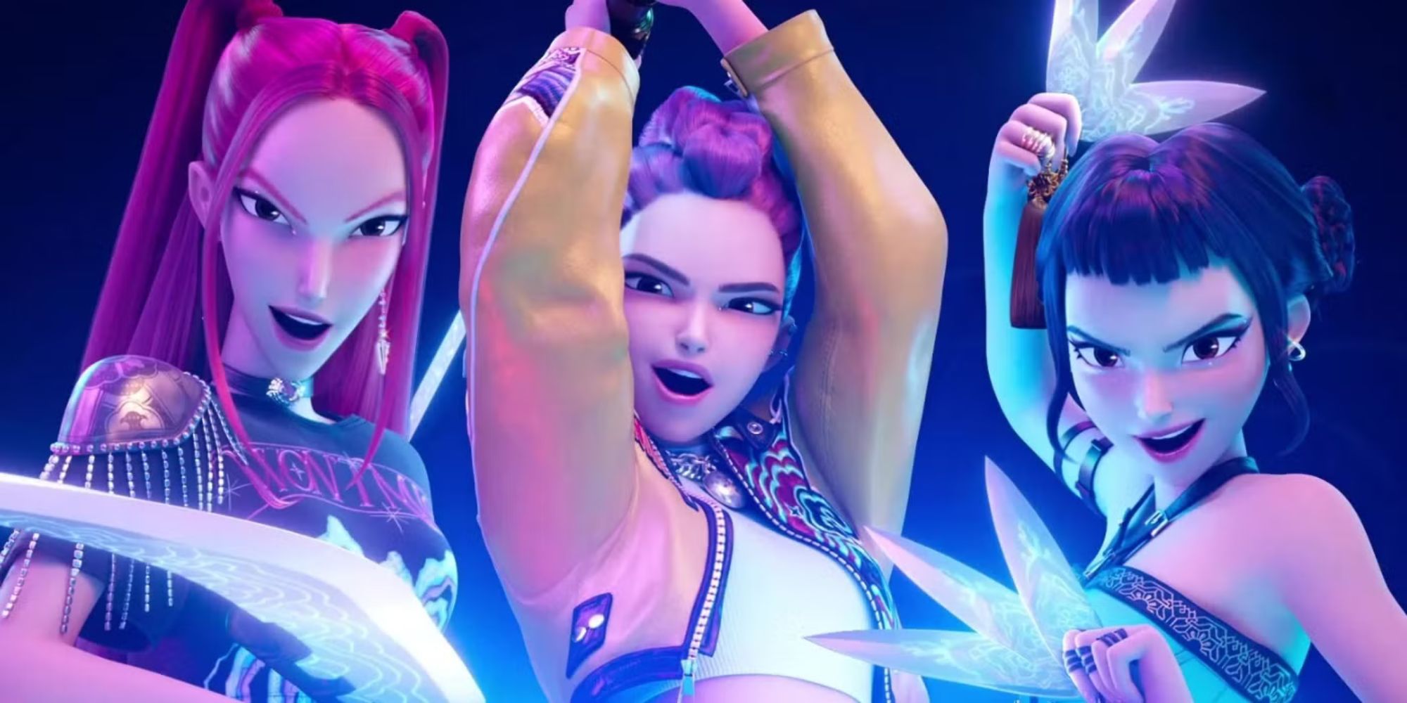 Rumi, Mira et Zoey dans Kpop Demon Hunters.