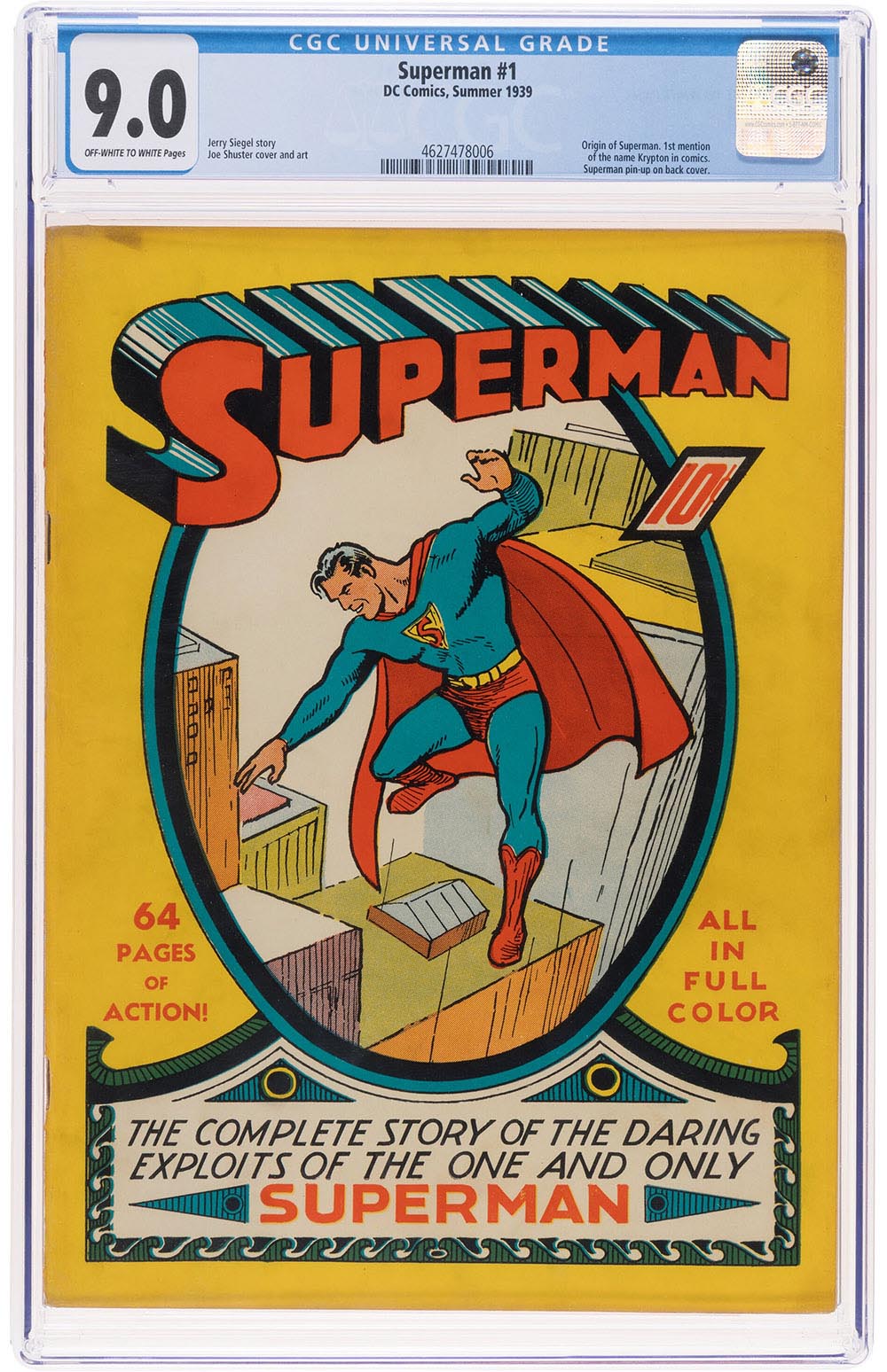 Un exemplaire du comic book Superman No.1 vendu à 9,12 millions de dollars aux enchères.