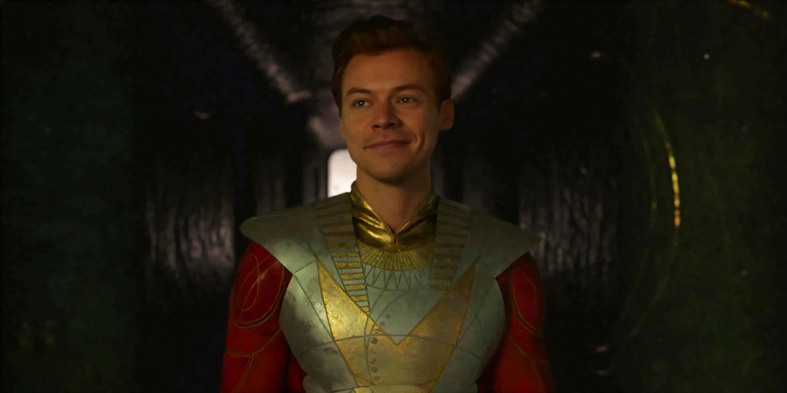 Éros, alias Starfox, frère de Thanos, incarné par Harry Styles, dans Les Éternels.