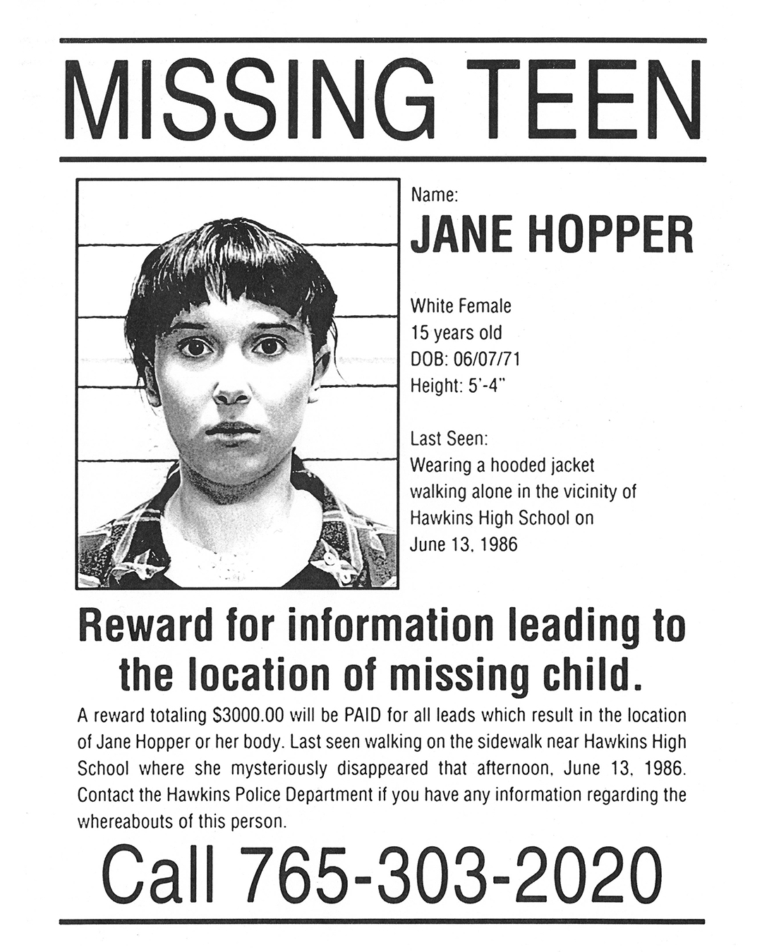 L'avis de recherche visible dans la saison 5 de Stranger Things.