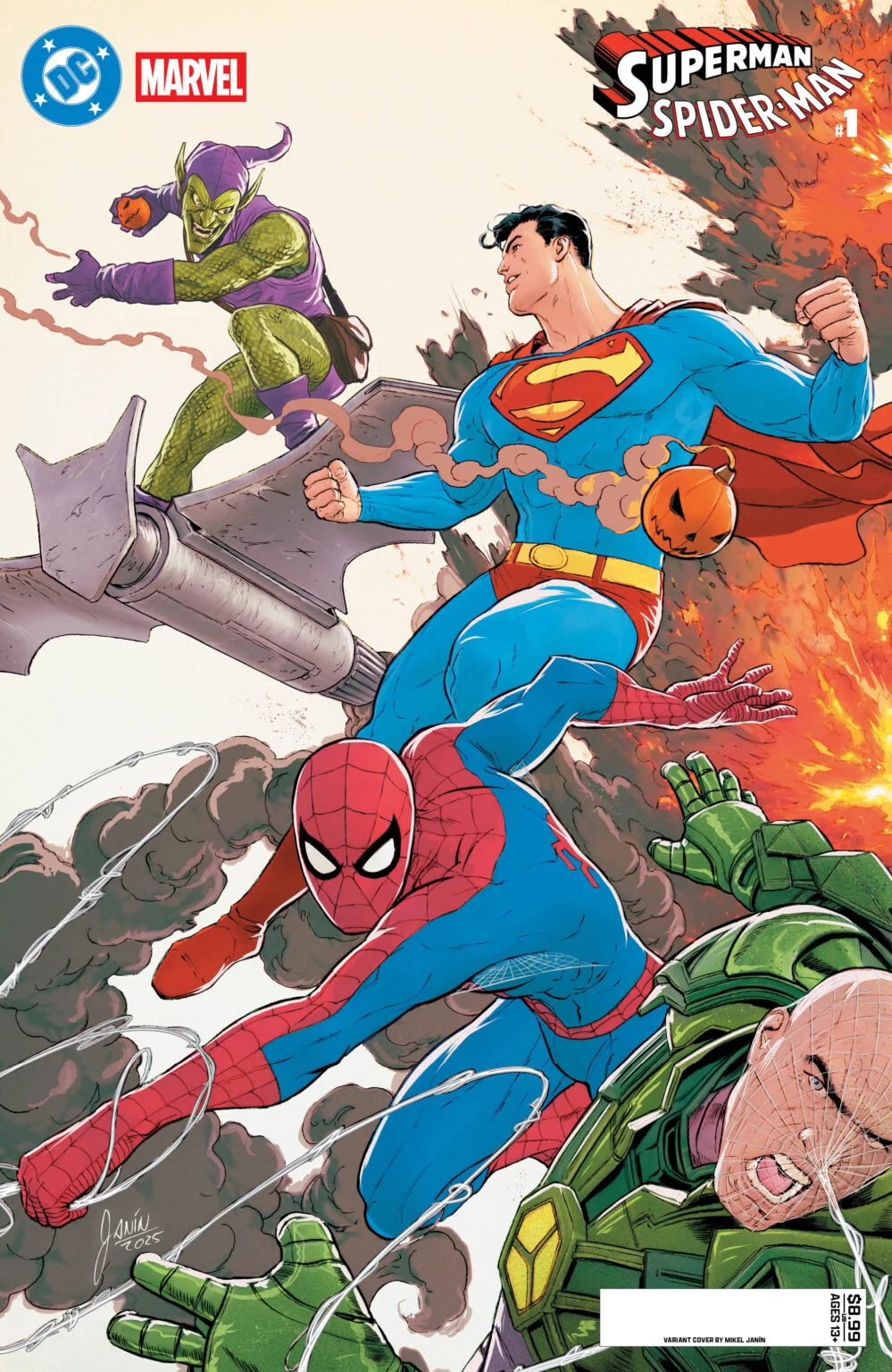 Couverture Superman Spider-Man Mikel Janin
