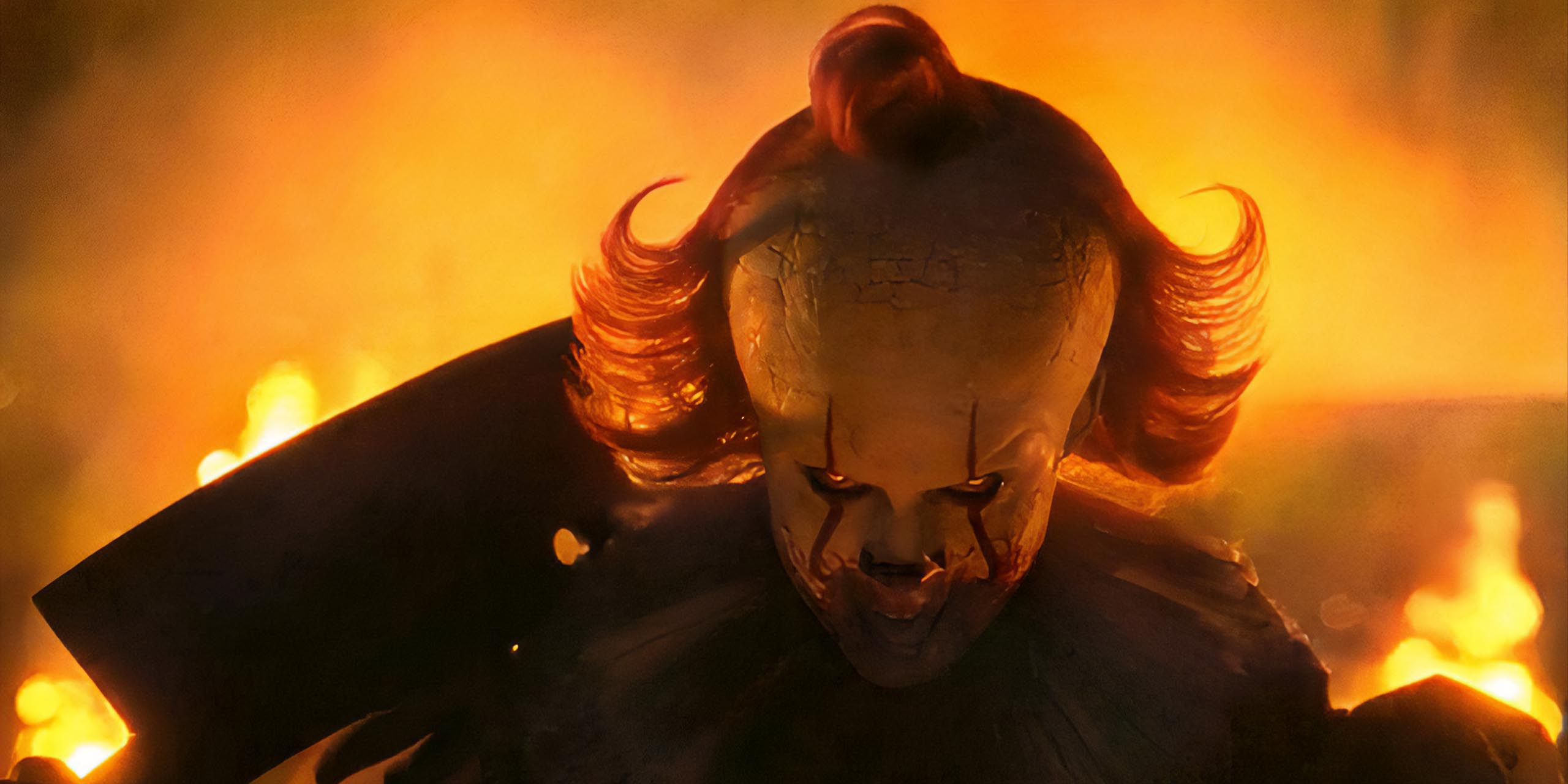 Le démoniaque clown Pennywise (Bill Skarsgård) durant le massacre du Black Spot dans Ça : Bienvenue à Derry.