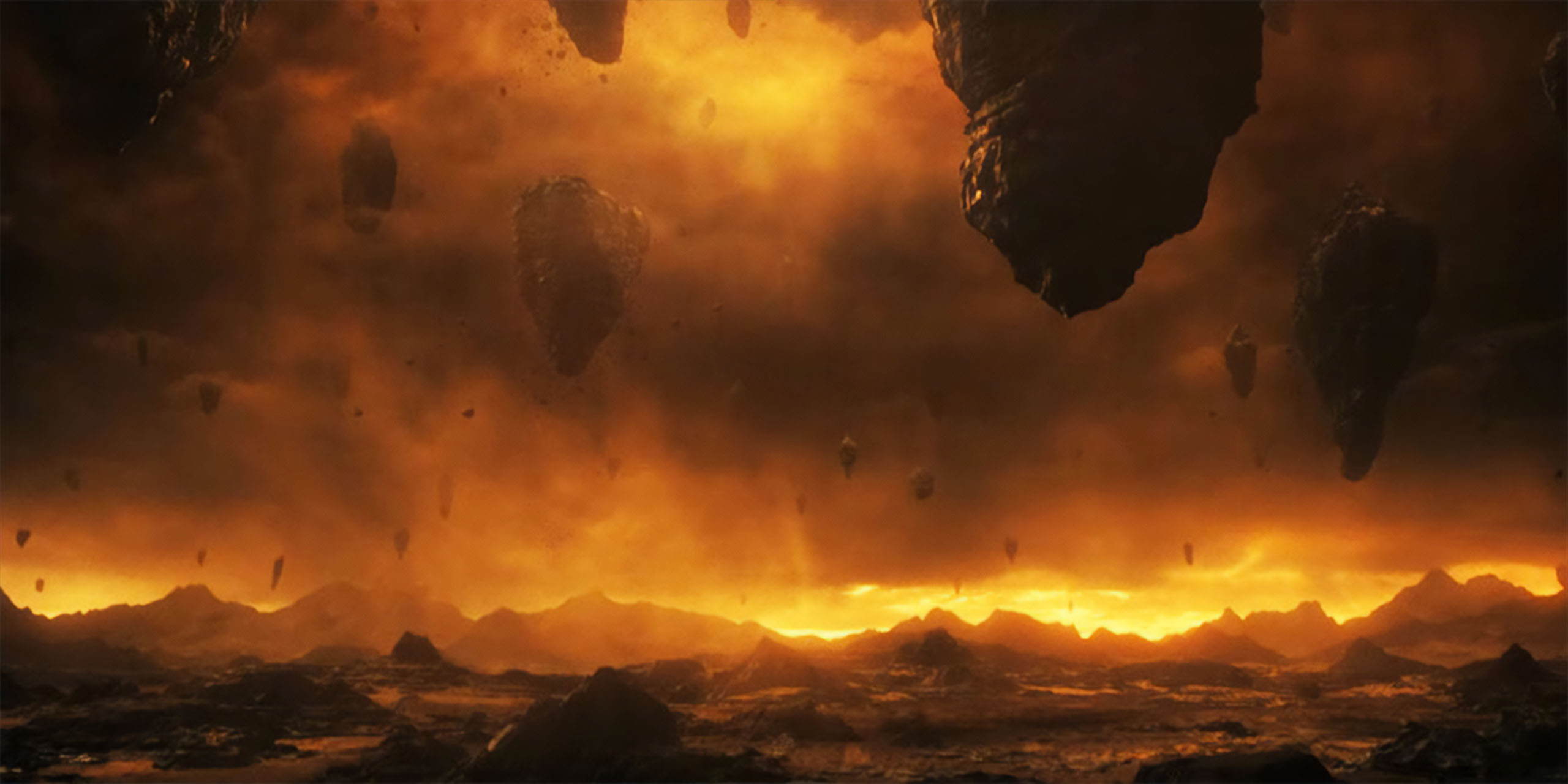 Un paysage de feu dans le Monde à l'Envers original de Stranger Things