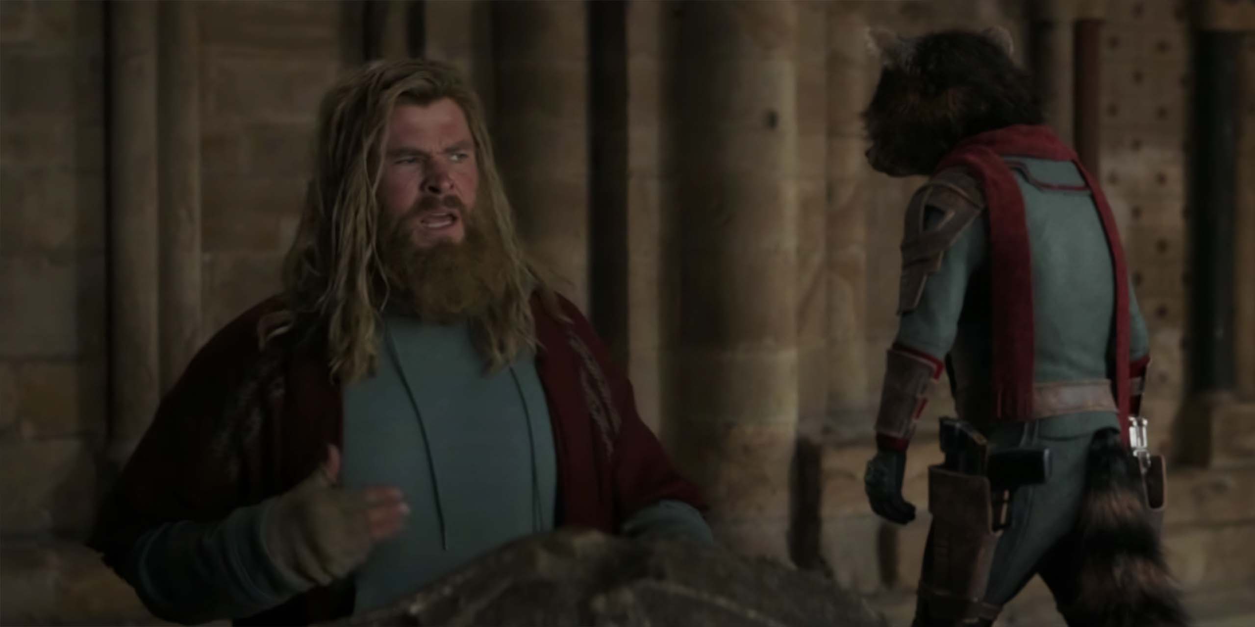 Thor (Chris Hemsworth) et Rocket Raccoon dans Avengers: Endgame.