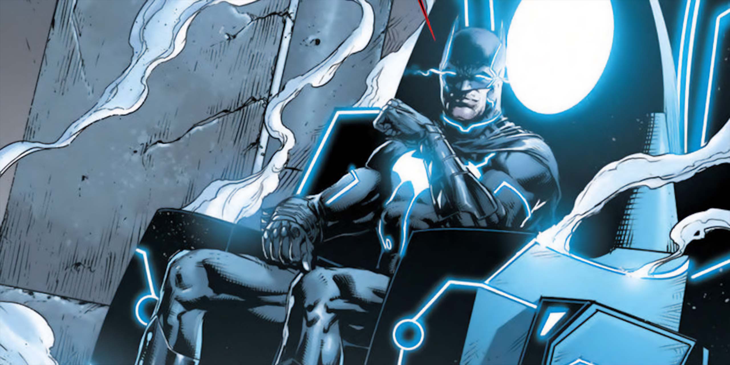 Batman est assis sur la chaise de Möbius dans les comics DC.