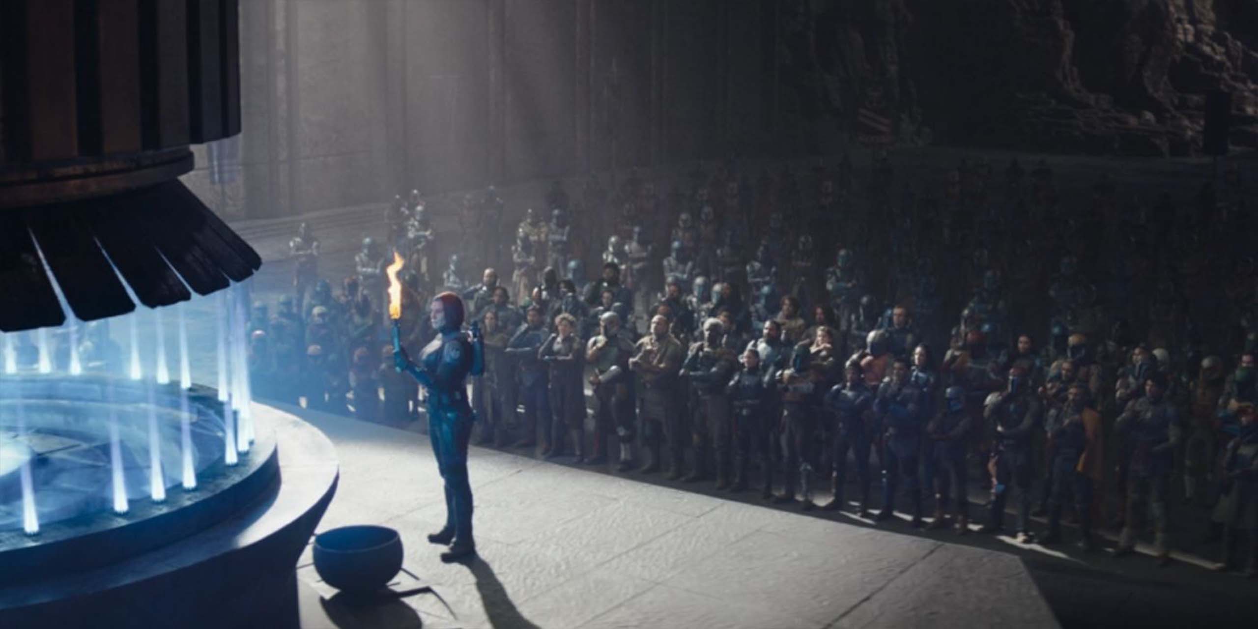 Bo-Katan et les Mandaloriens réunis dans le final de la saison 3 de The Mandalorian.