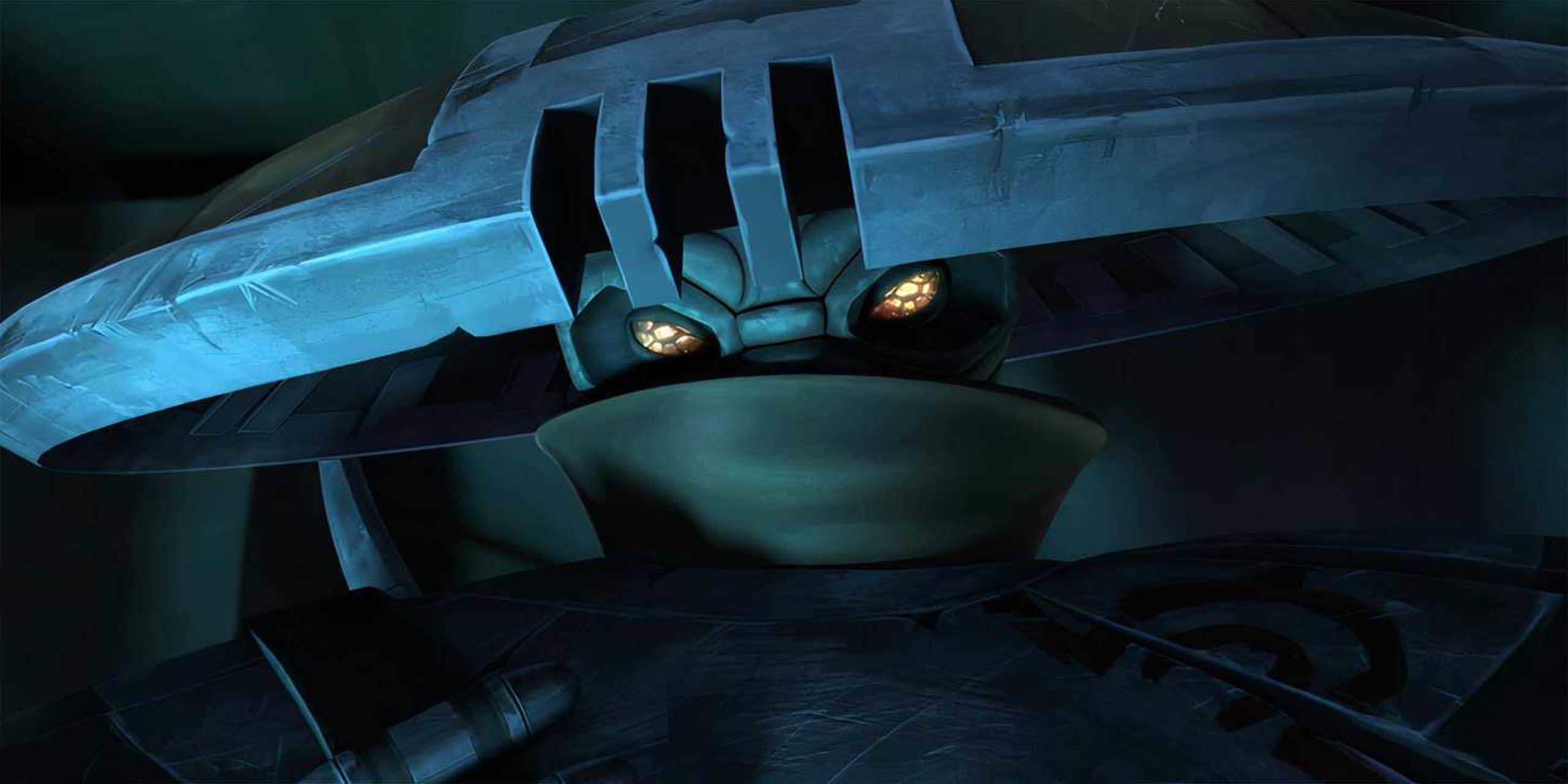 Embo, le regard noir par-dessus son col, dans Star Wars : The Clone Wars