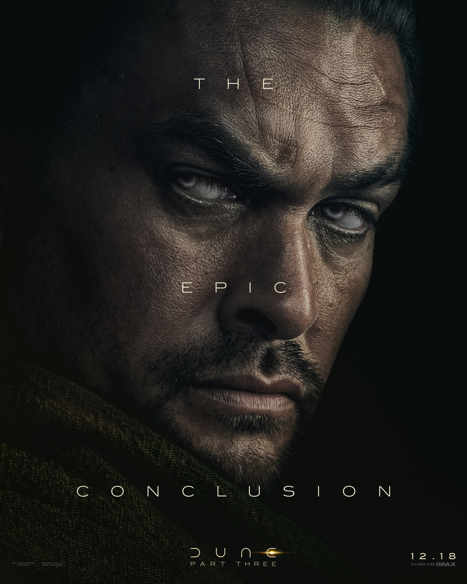 Affiche de Jason Momoa dans le rôle de Duncan Idaho dans Dune : Troisième Partie.
