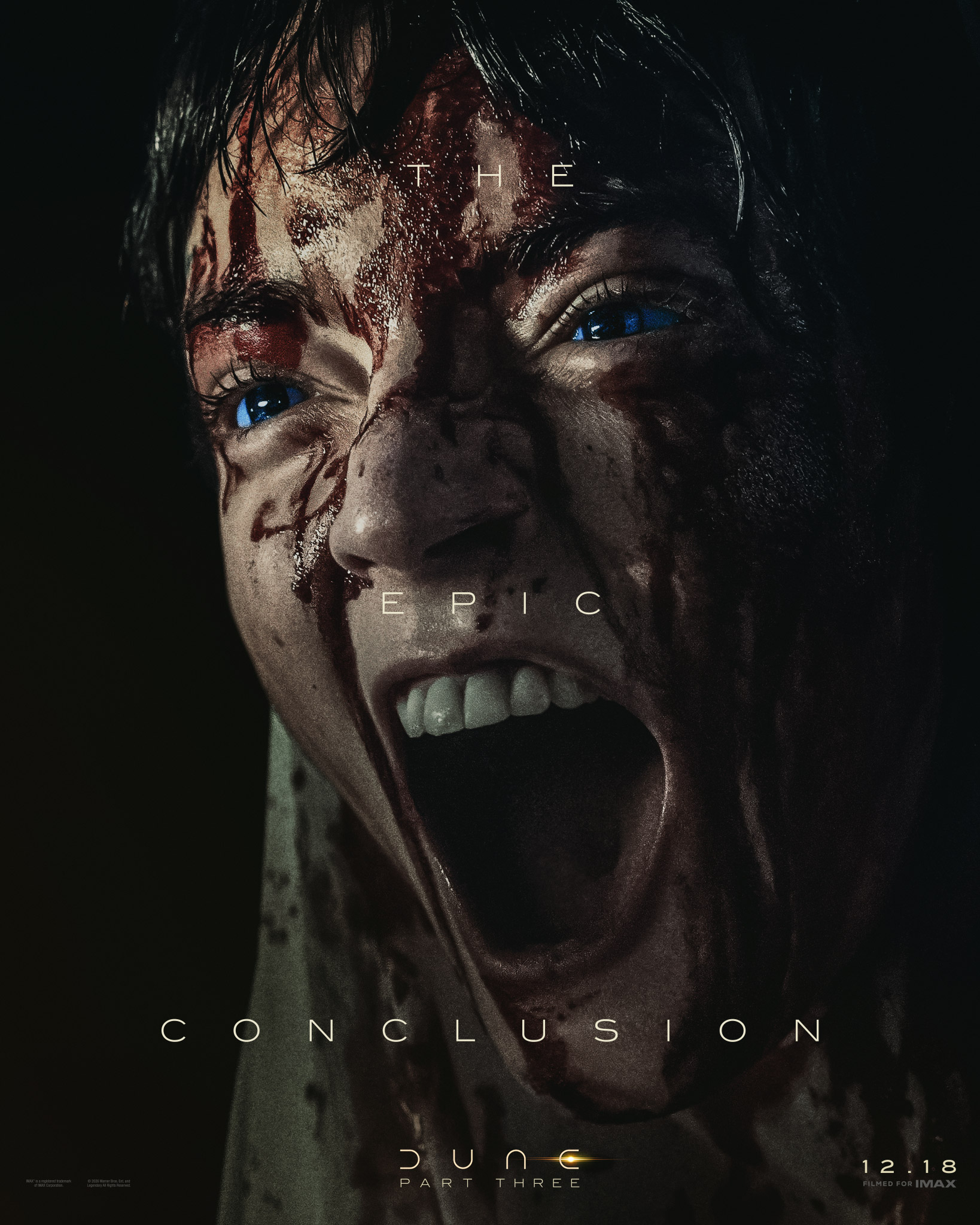 Alia (Anya Taylor-Joy) hurlant en gros plan sur l'affiche de Dune : Troisième Partie.