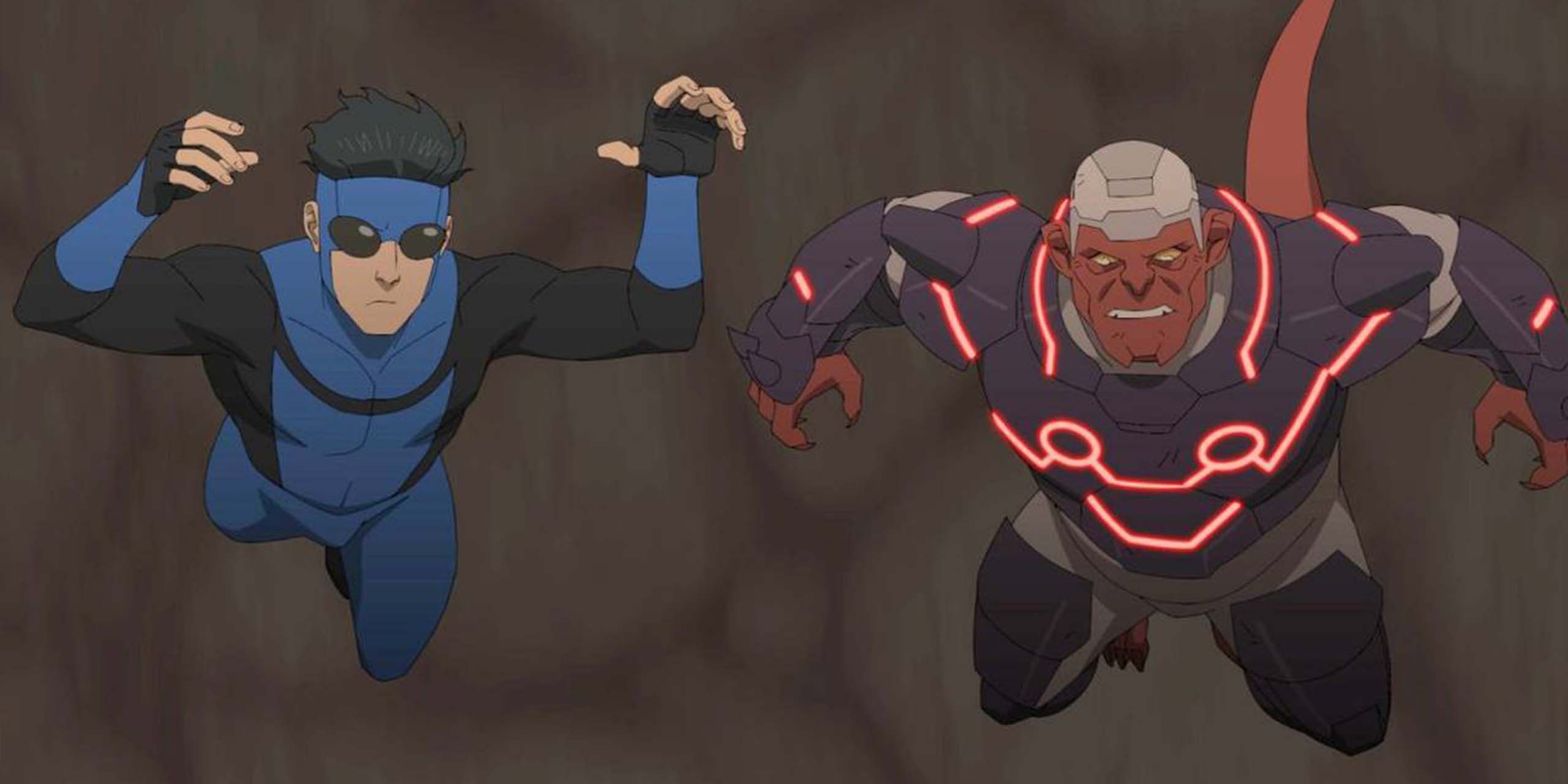 Invincible et Damien Darkblood en armure passent à l'attaque en Enfer dans la saison 4 d'Invincible.