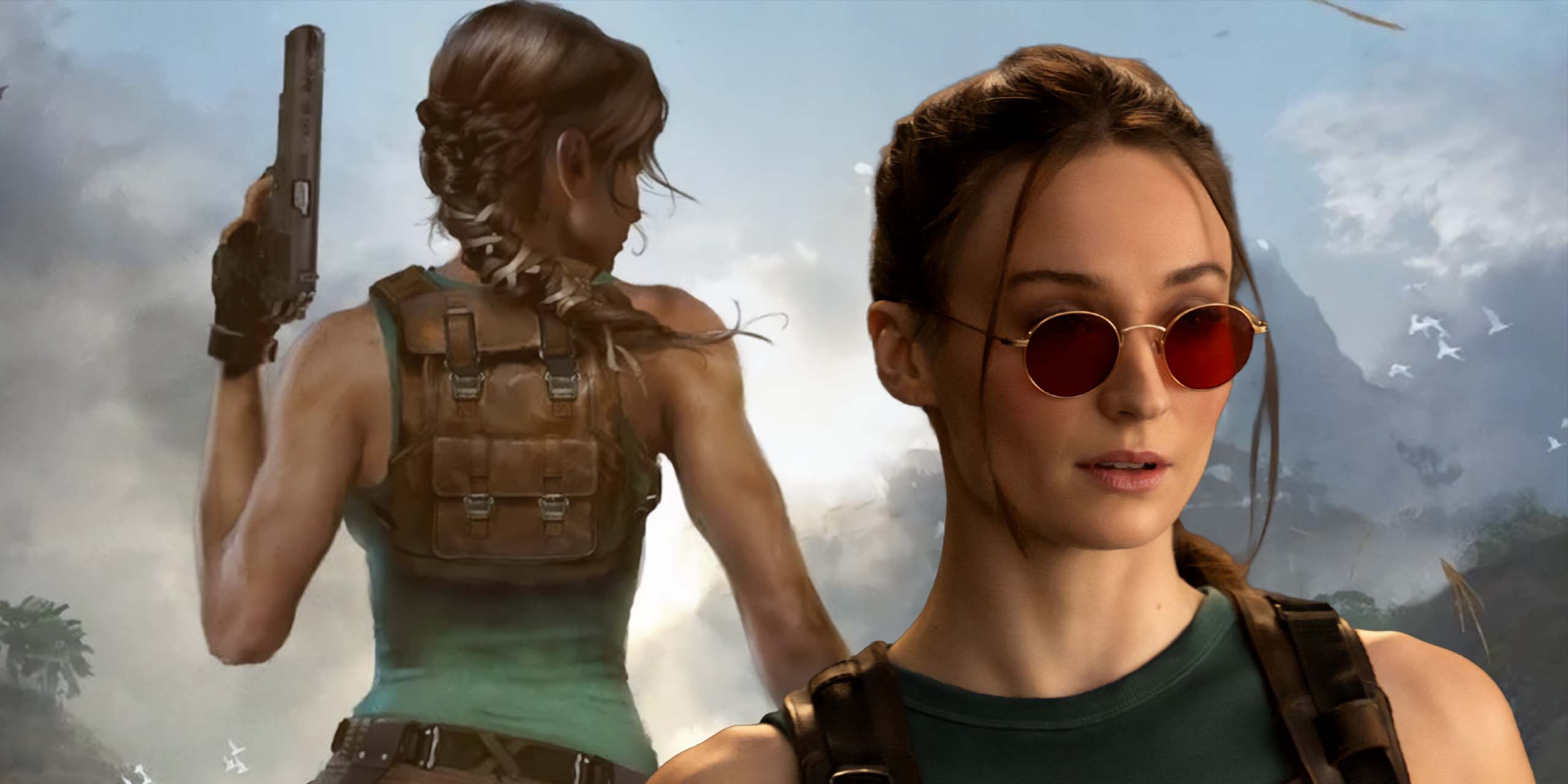 Sophie Turner dans le rôle de Lara Croft pour la série Tomb Raider.