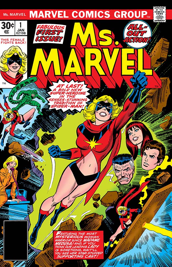 Couverture de Ms. Marvel #1, scénarisé par Gerry Conway.