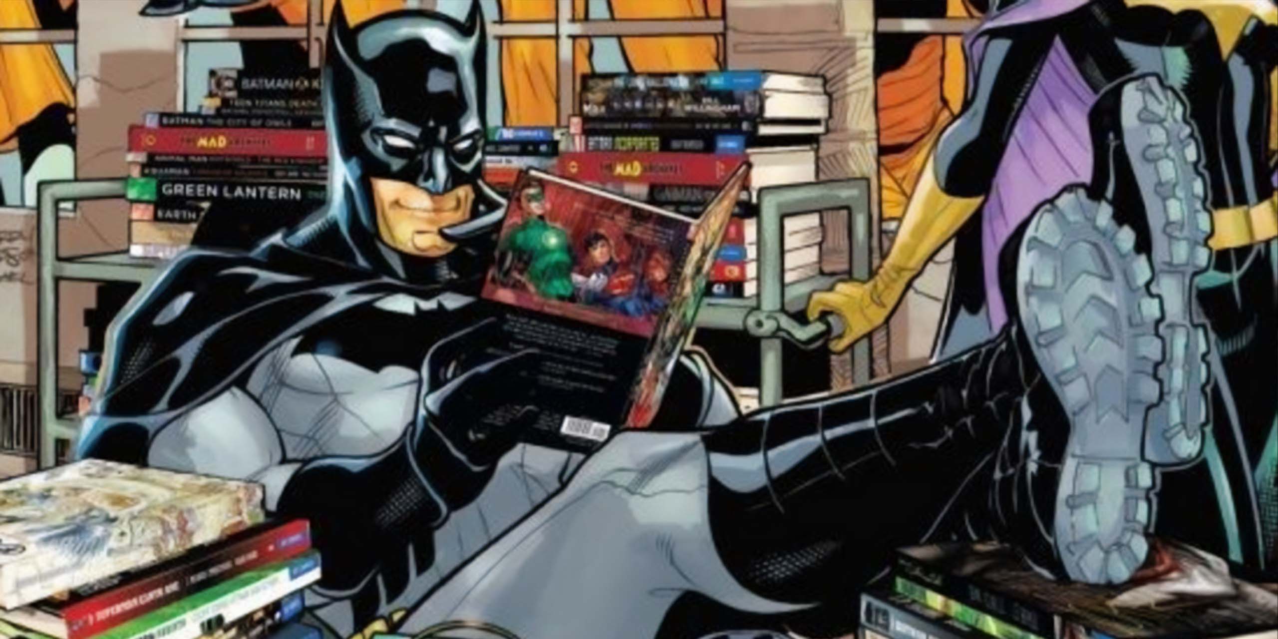 Batman lisant des comics et BD.