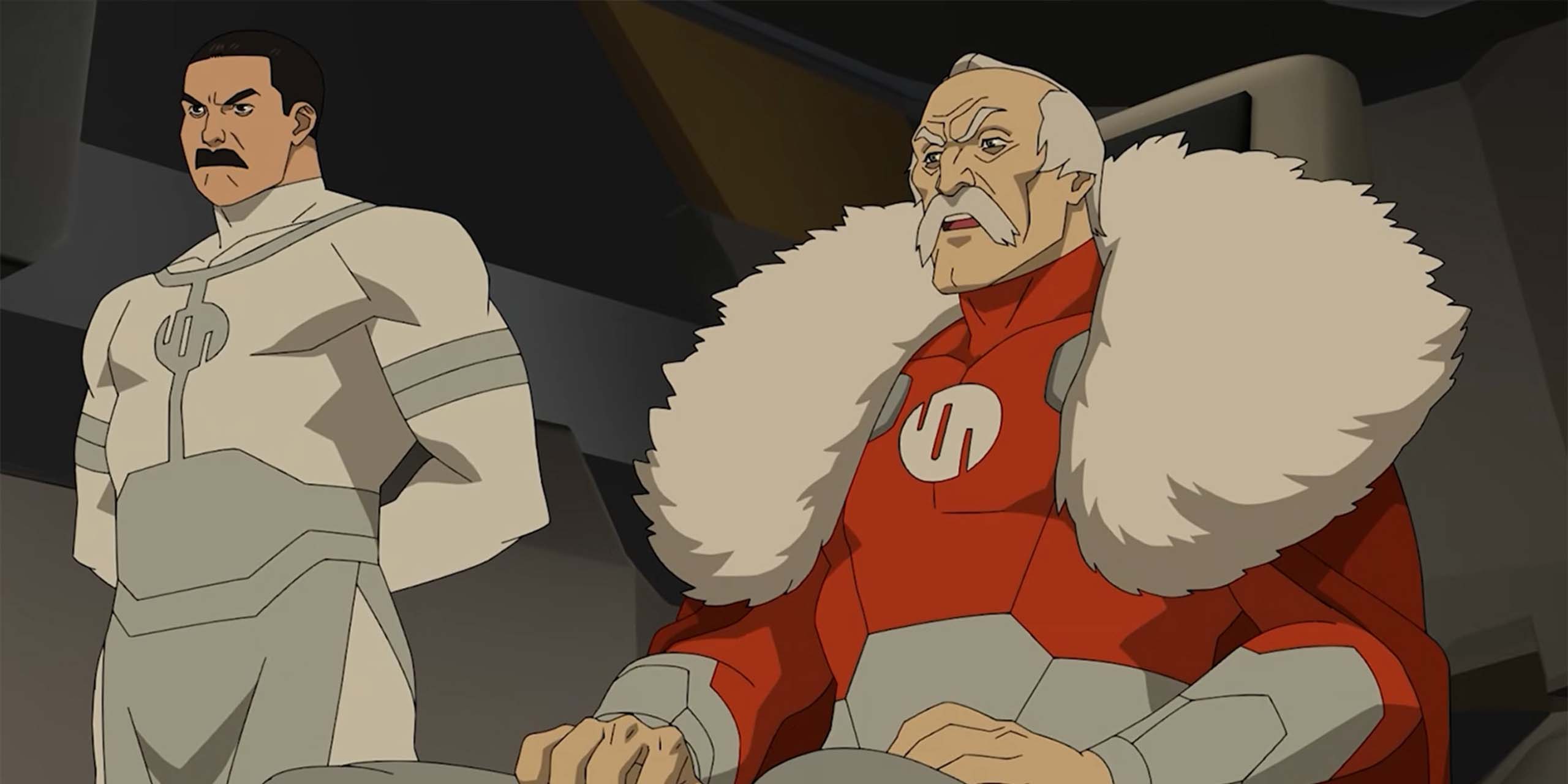 Thragg debout à côté d'un Argall assis dans l'épisode 7 de la saison 4 d'Invincible
