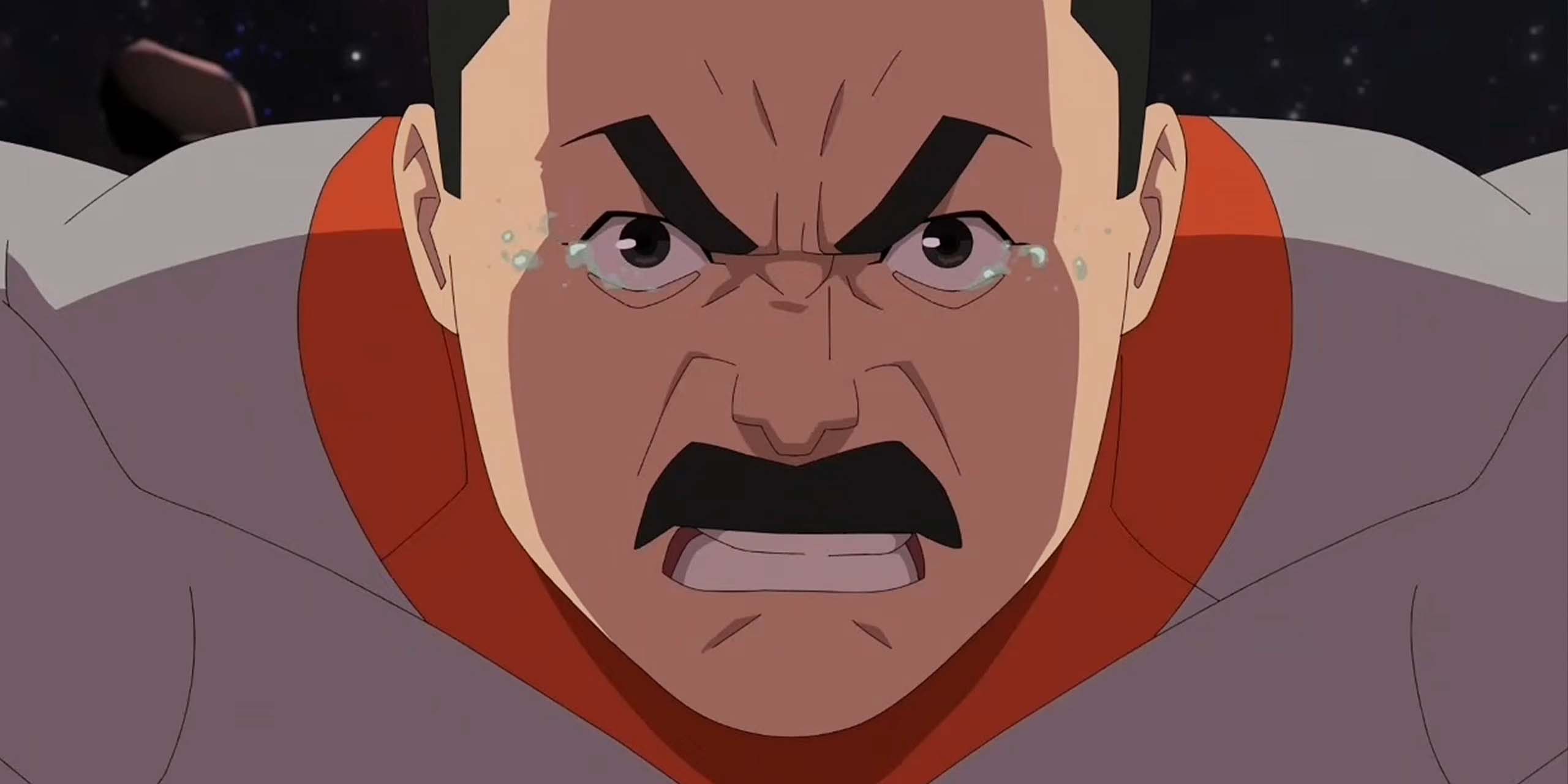 Le Grand Régent Thragg, furieux et les yeux embués de larmes, dans l'épisode 7 de la saison 4 d'Invincible