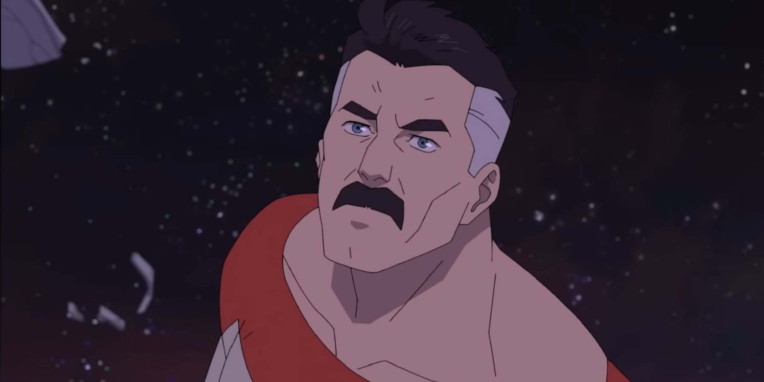 Omni-Man regardant Allen dans l'espace dans la saison 4, épisode 5 d'Invincible