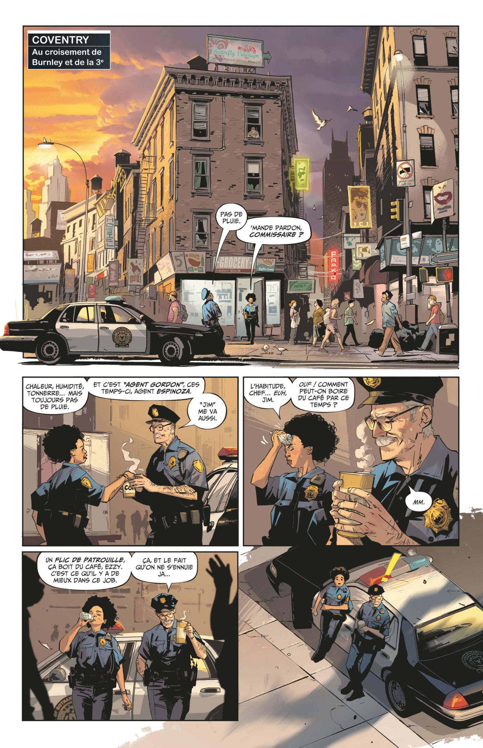 Page extraite du tome 1 de Batman Prime : Ennemi Public n°1 mettant en scène les flics de Gotham.