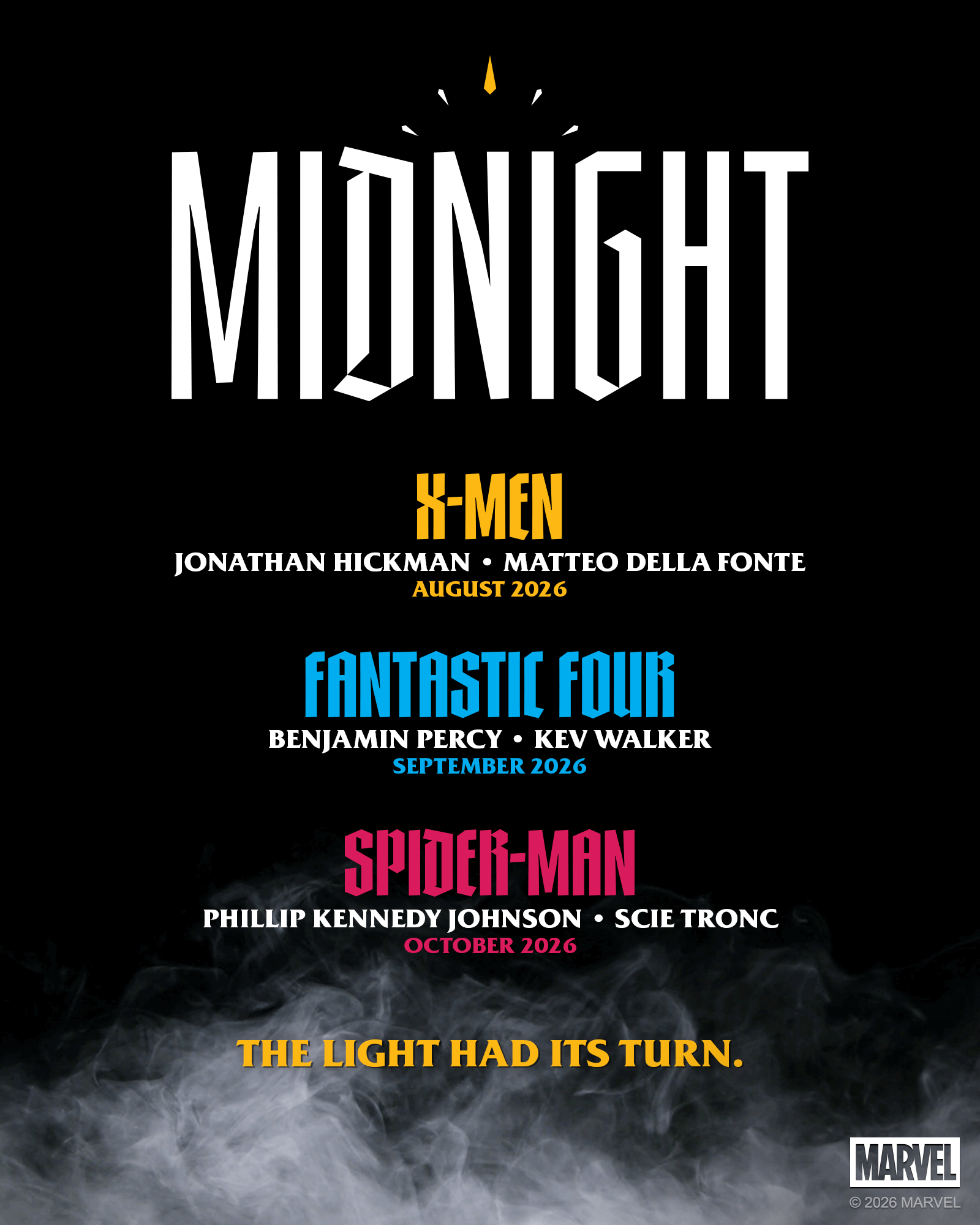 Affiche promotionnelle de l’événement Marvel Midnight.