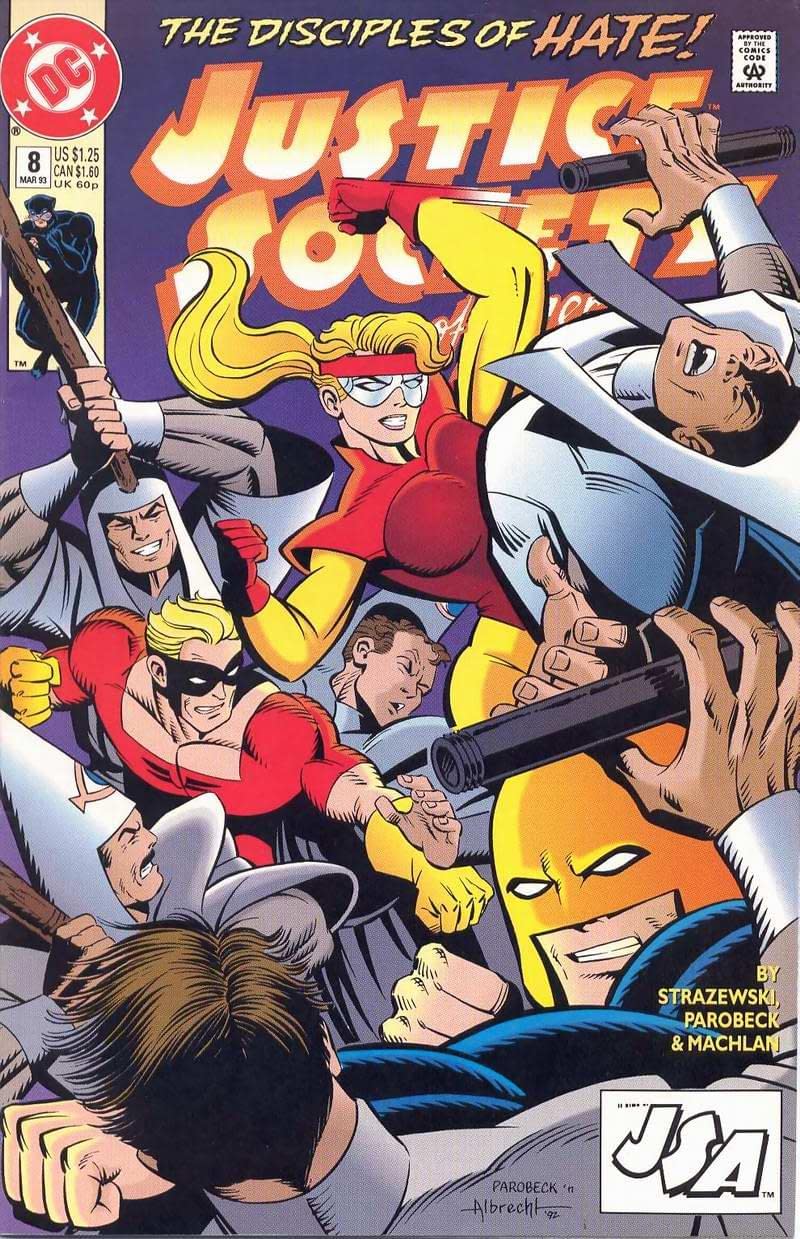 Couverture de Justice Society of America #8 écrit par Len-Strazewski.