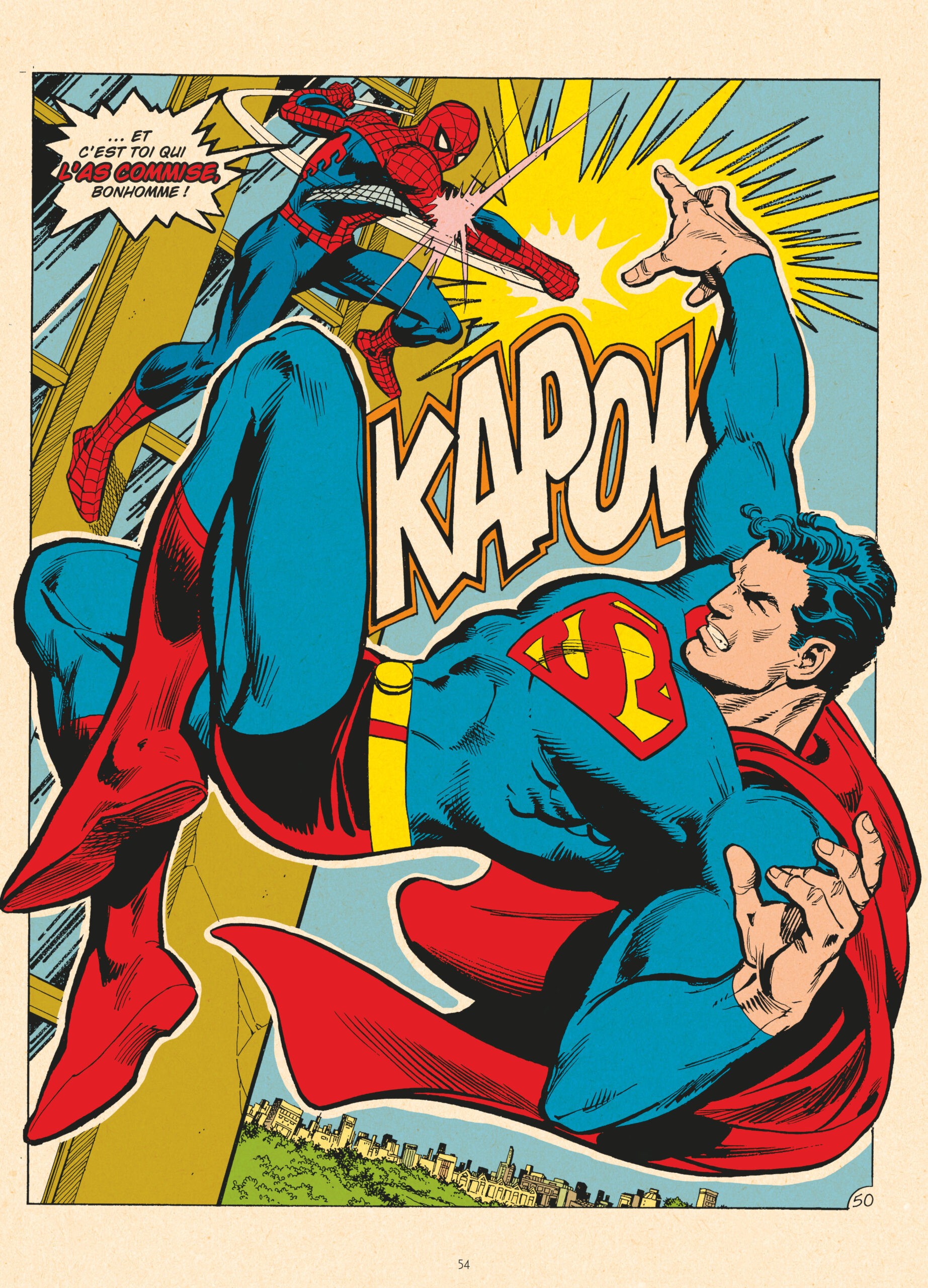 Spider-Man frappe Superman d’un coup de poing dans Superman Vs. The Amazing Spider-Man - 1976.