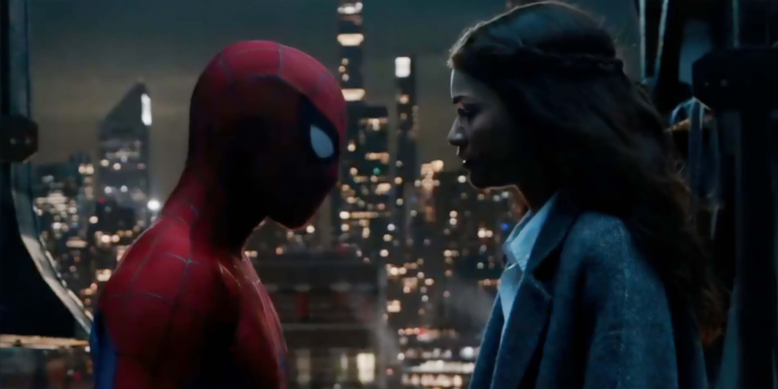 MJ (Zendaya) face à Spider-Man (Tom Holland) dans Spider-Man: No Way Home.