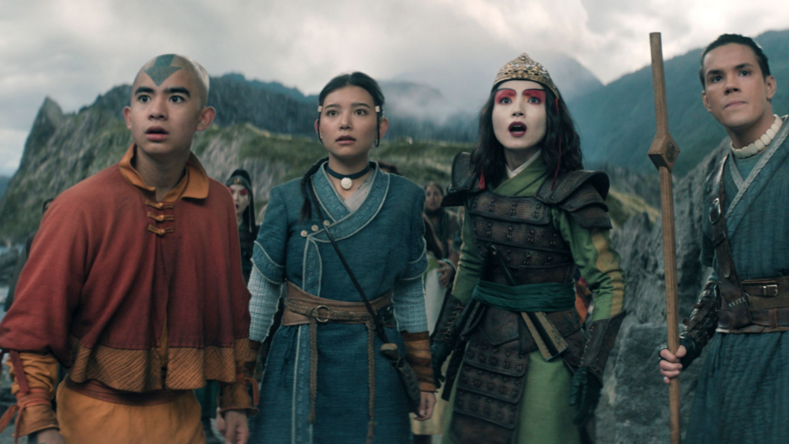Aang et d'autres personnages se sont réunis dans la saison 2 d'Avatar, le dernier maître de l'air.