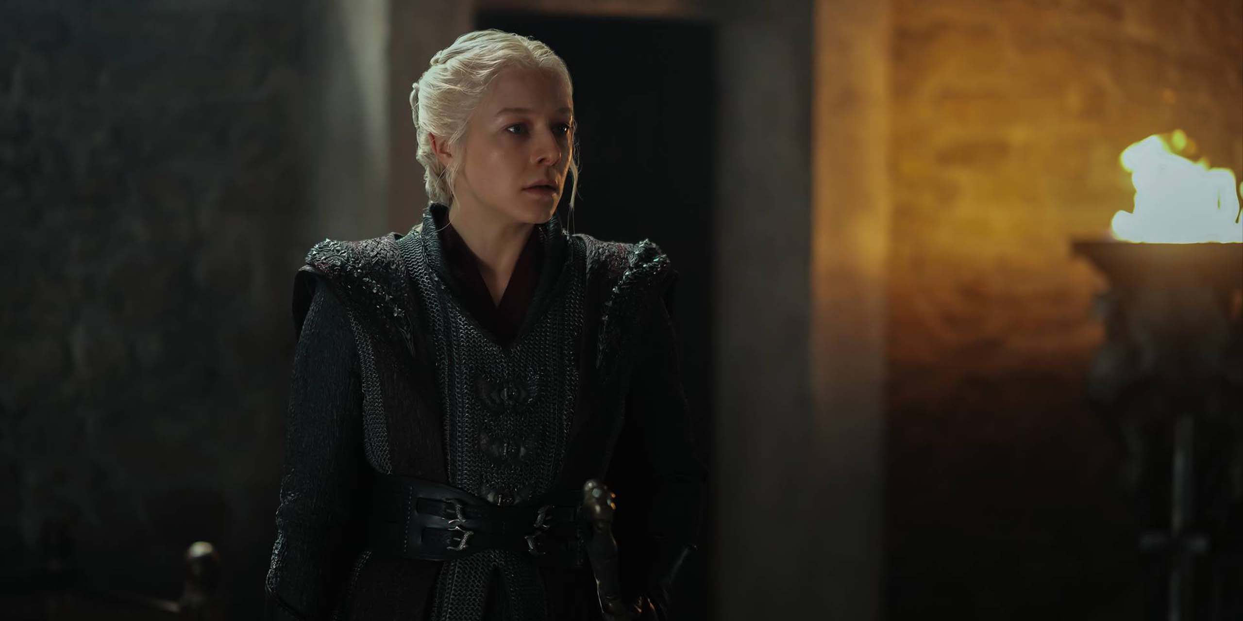 Emma D'Arcy dans le rôle de Rhaenyra Targaryen dans la saison 3 de House of the Dragon.