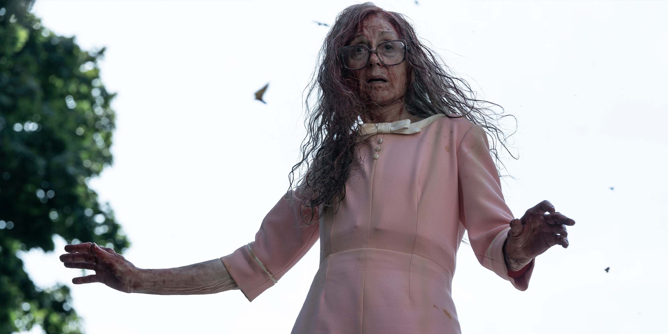 Dans le film The Terror: The Devil in Silver, Dorry, interprétée par Judith Light, arbore un air sombre, debout sur une clôture.