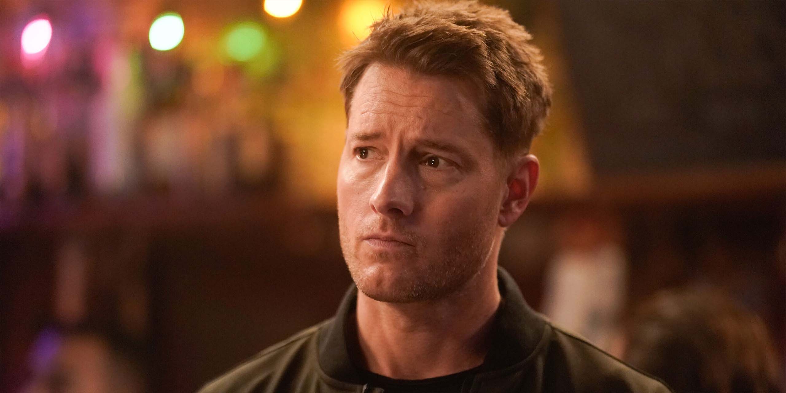 Justin Hartley dans le rôle de Colter Shaw, regard inquiet, dans la saison 3 de Tracker