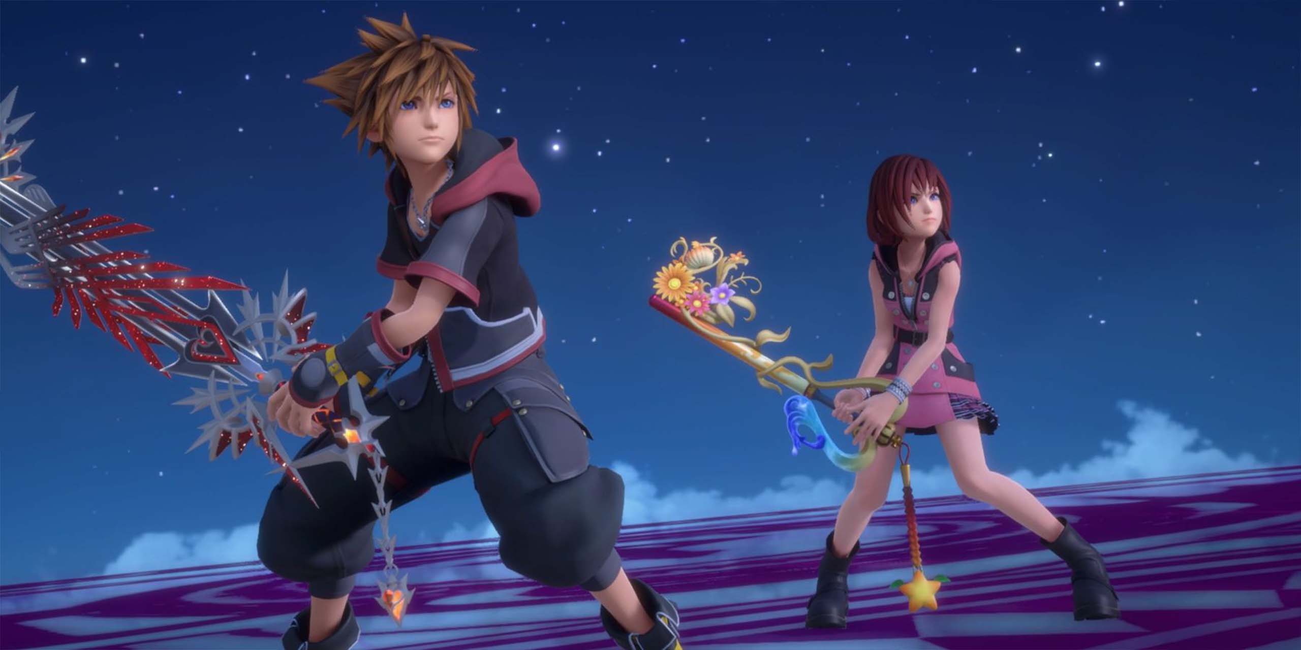 Sora dans le jeu Kingdom Hearts 3.