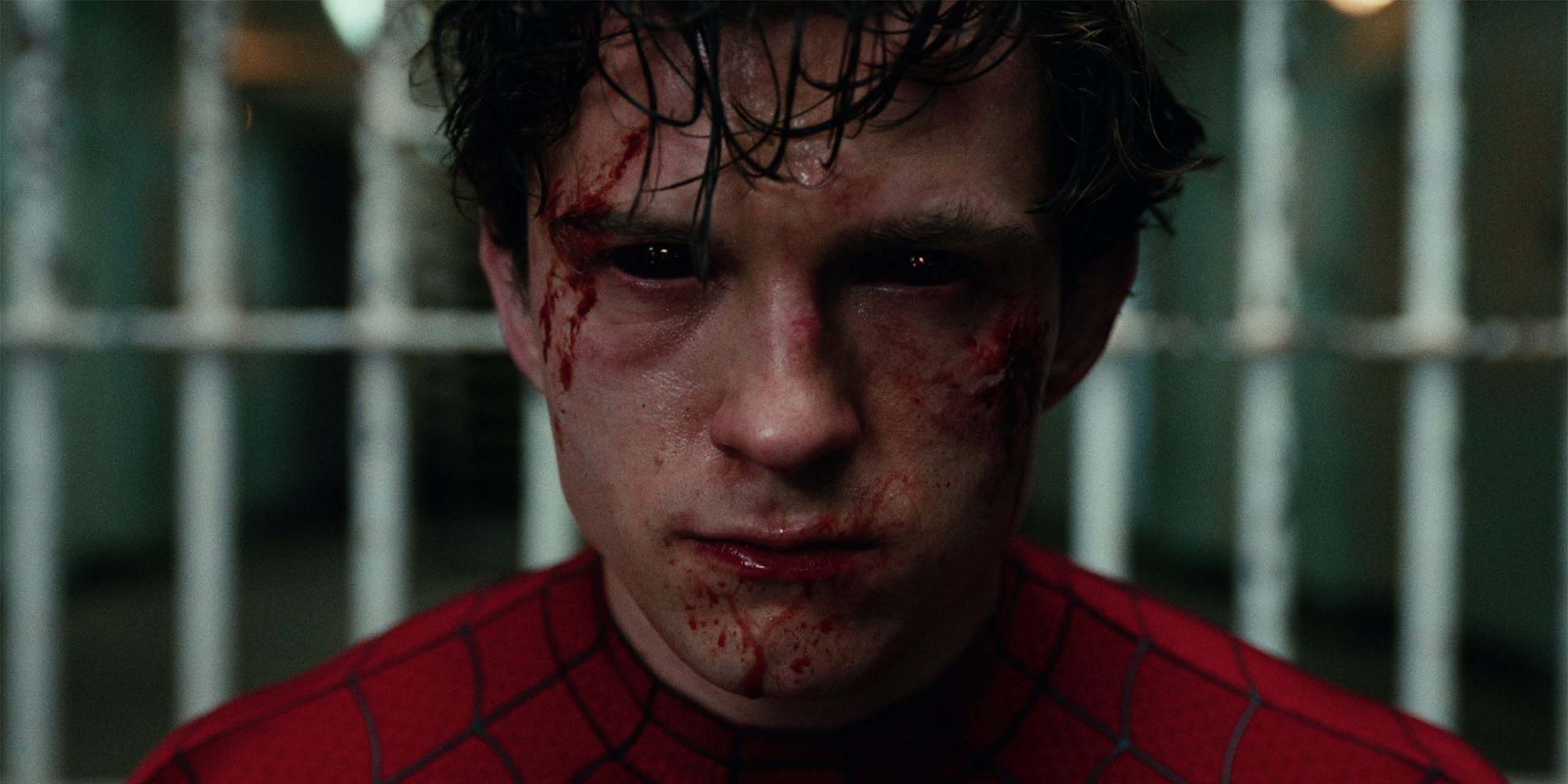 Peter Parker (Tom Holland) avec les yeux noir, en pleine mutation, dans Spider-Man: Brand New Day.