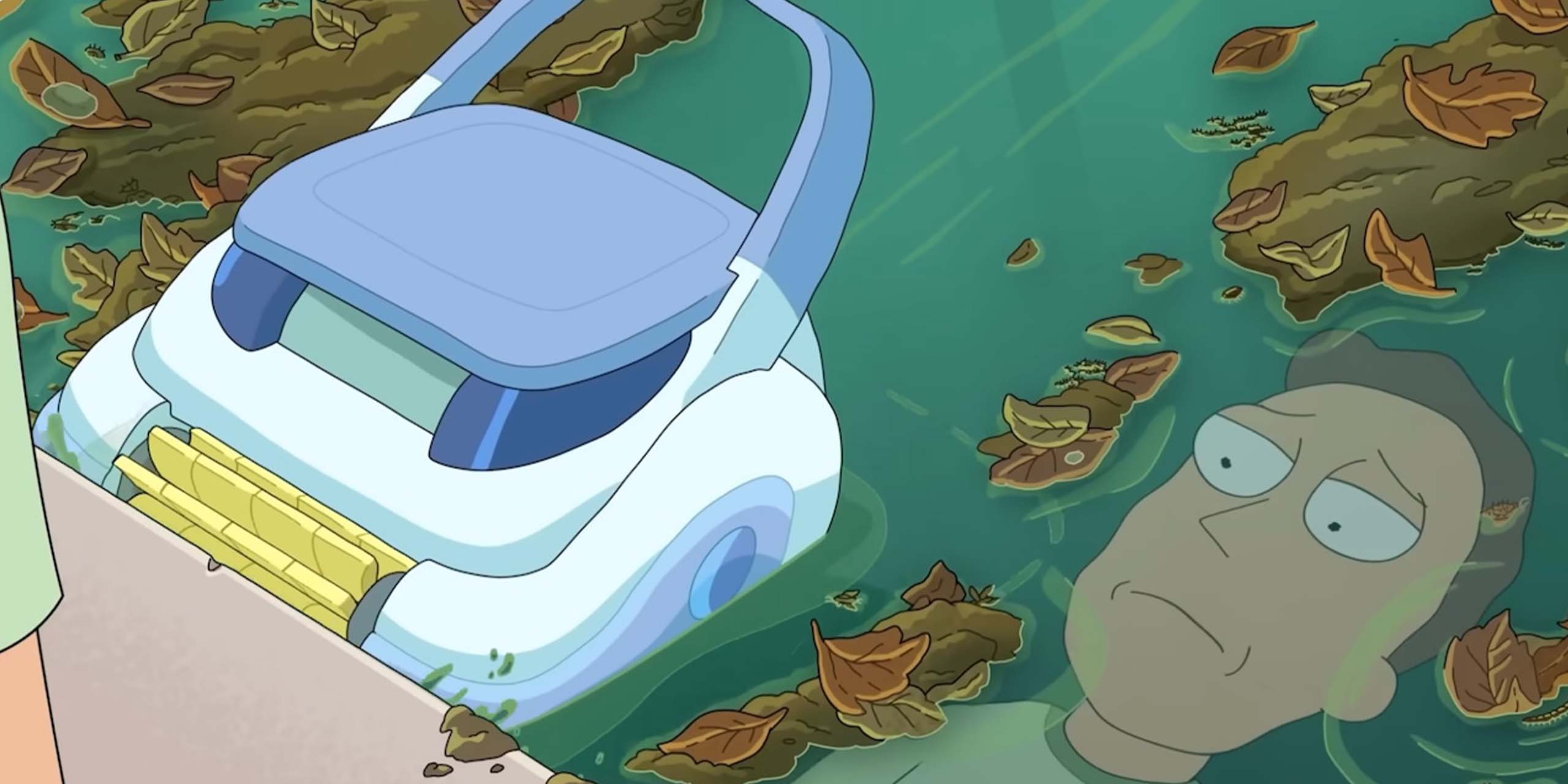 Jerry et le robot de la piscine dans la saison 9 de Rick et Morty.