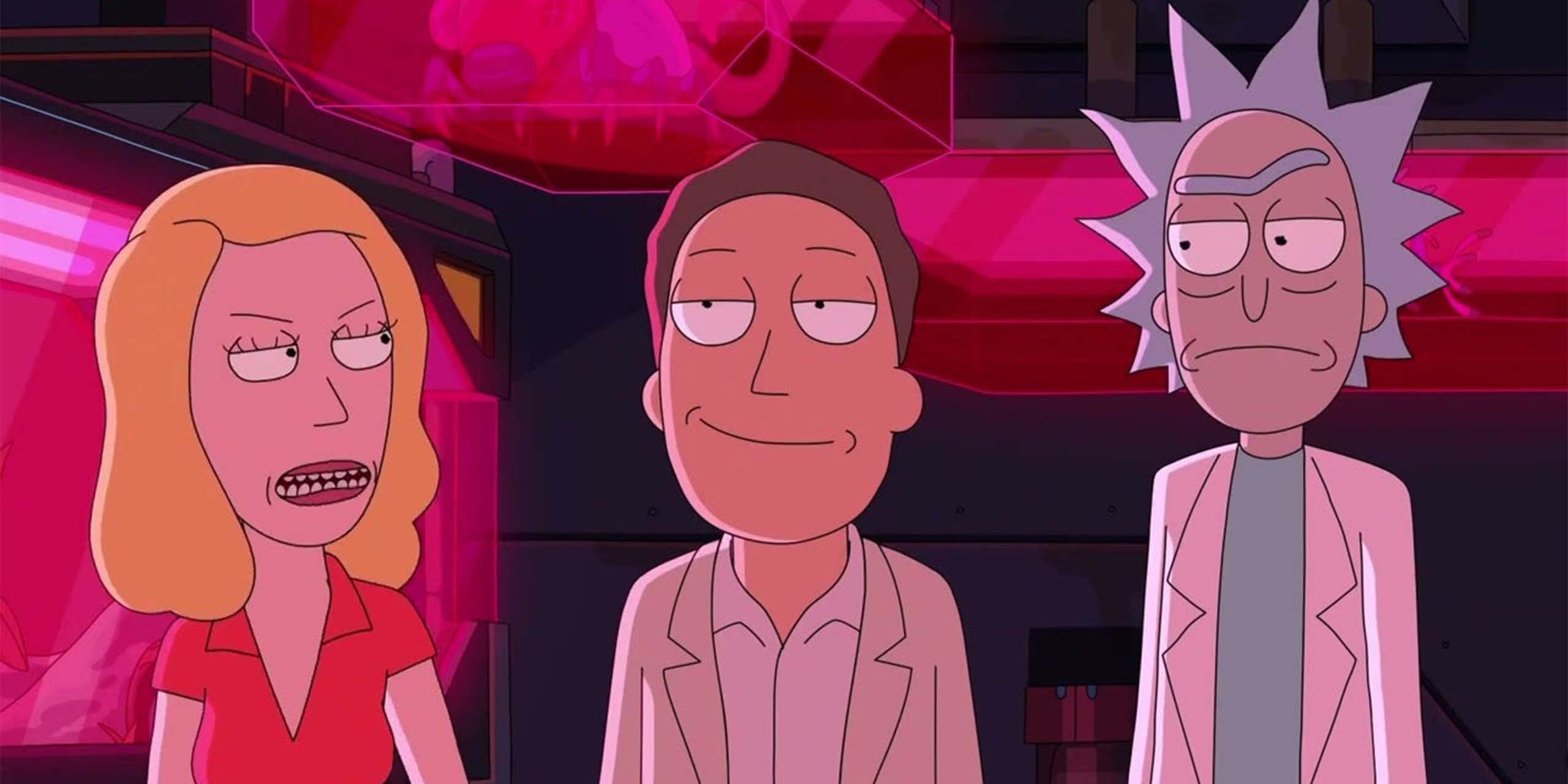 Beth et Rick regardent un Jerry trop confiant dans la saison 9 de Rick et Morty.