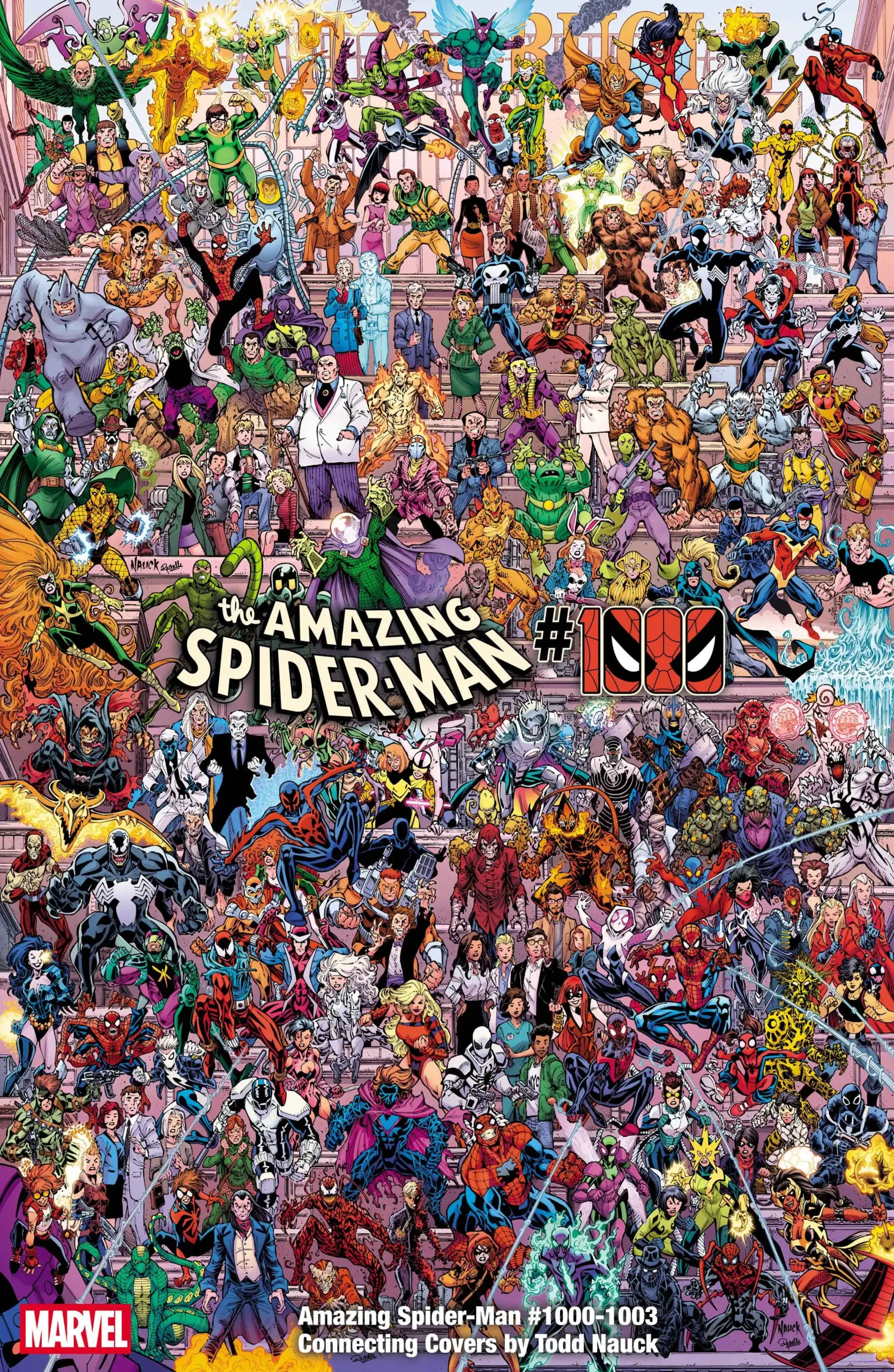 Couverture panoramique d'Amazing Spider-Man 1000 à 1003 par Todd Nauck