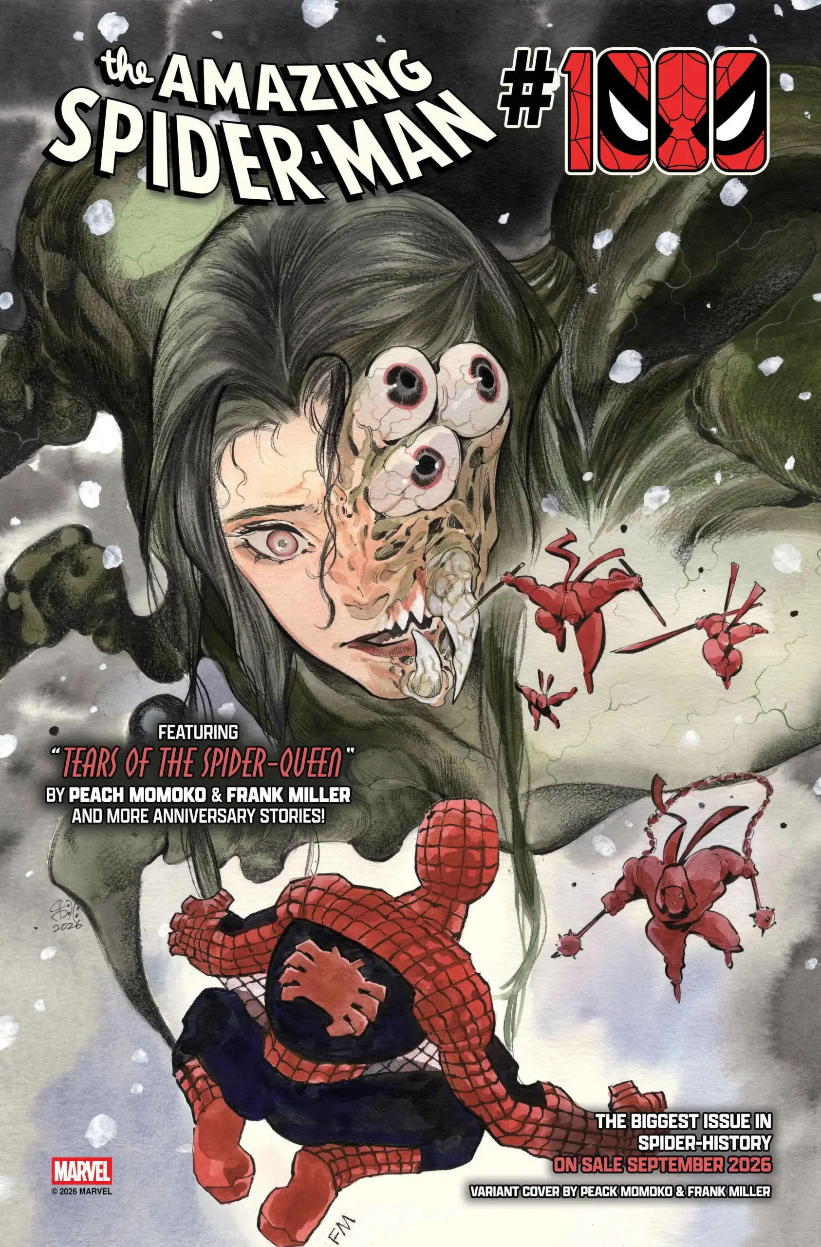 Couverture alternative d'Amazing Spider-Man 1000 par Peach Momoko et Frank Miller