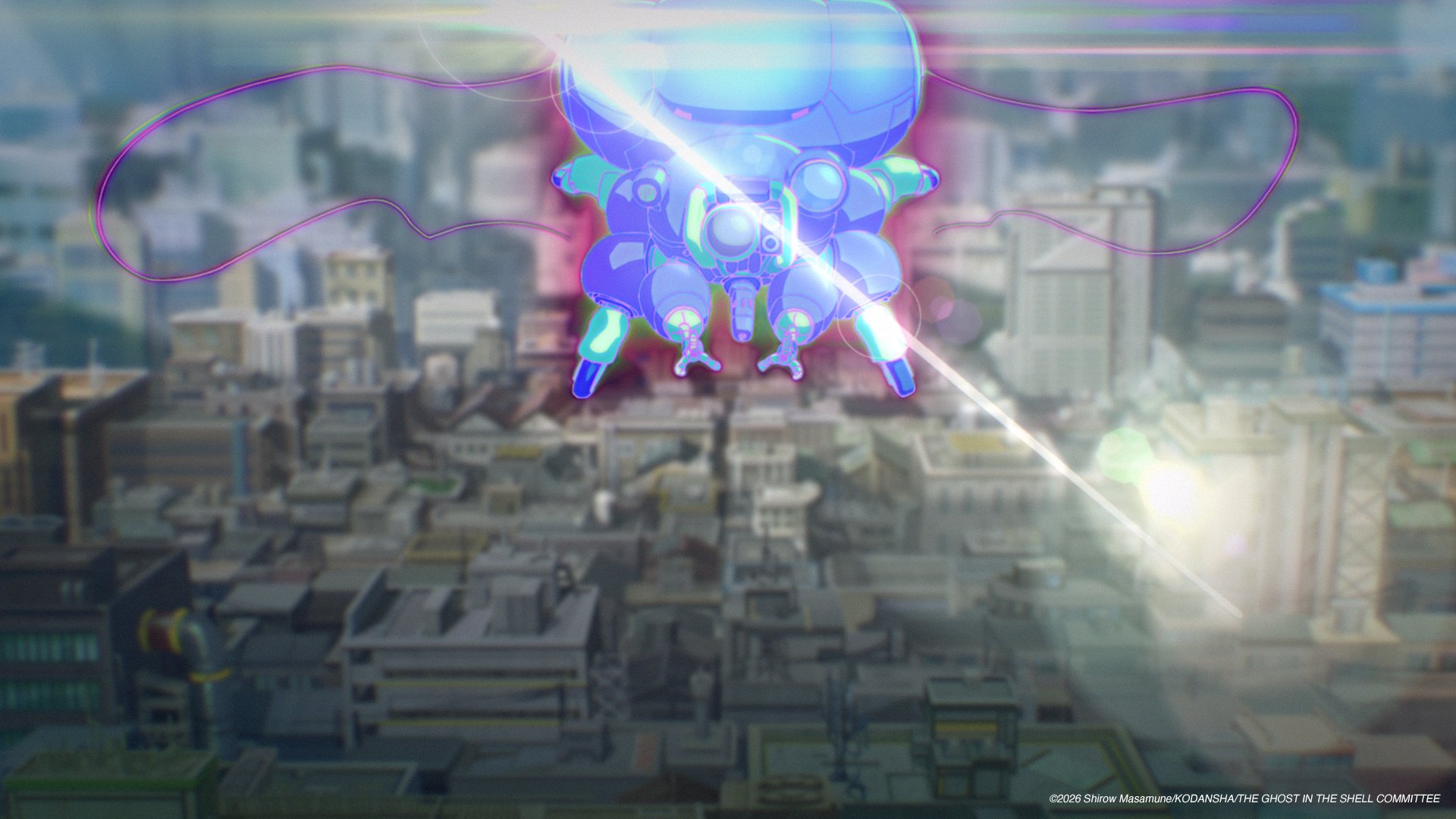 Motoko Kusanagi et Togusa poursuivent un camion dans la Junk Jungle