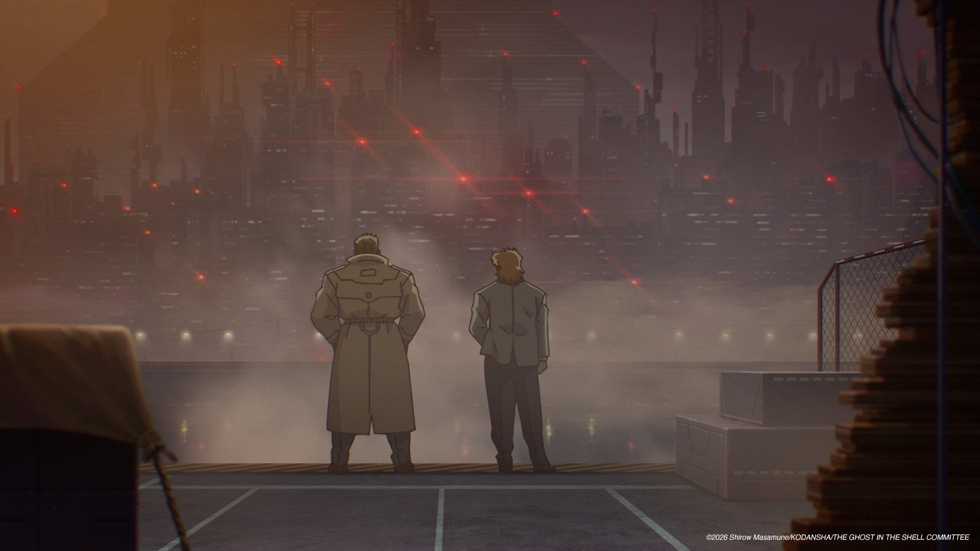 Batou et Togusa poursuivent un tireur dans l’épisode 4