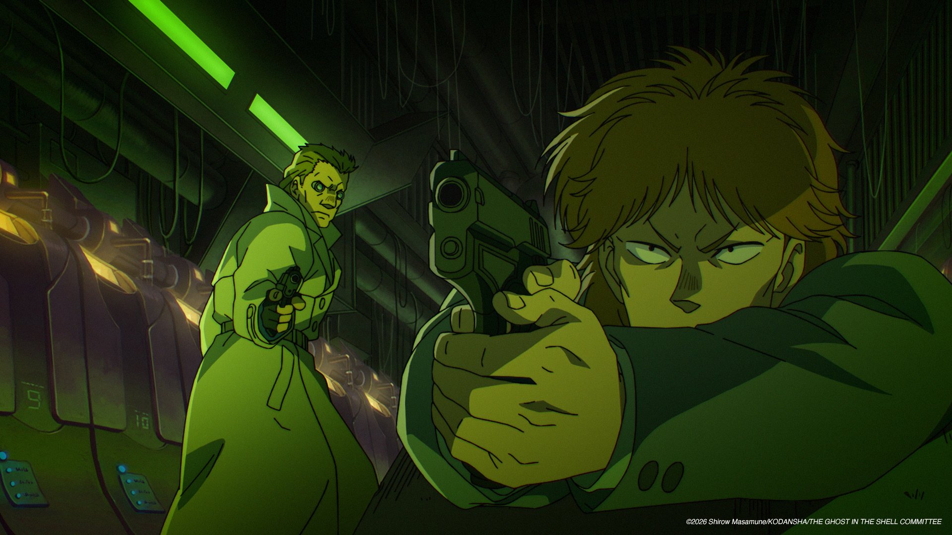 Batou découvre Adam et Link dans les locaux de Hanka