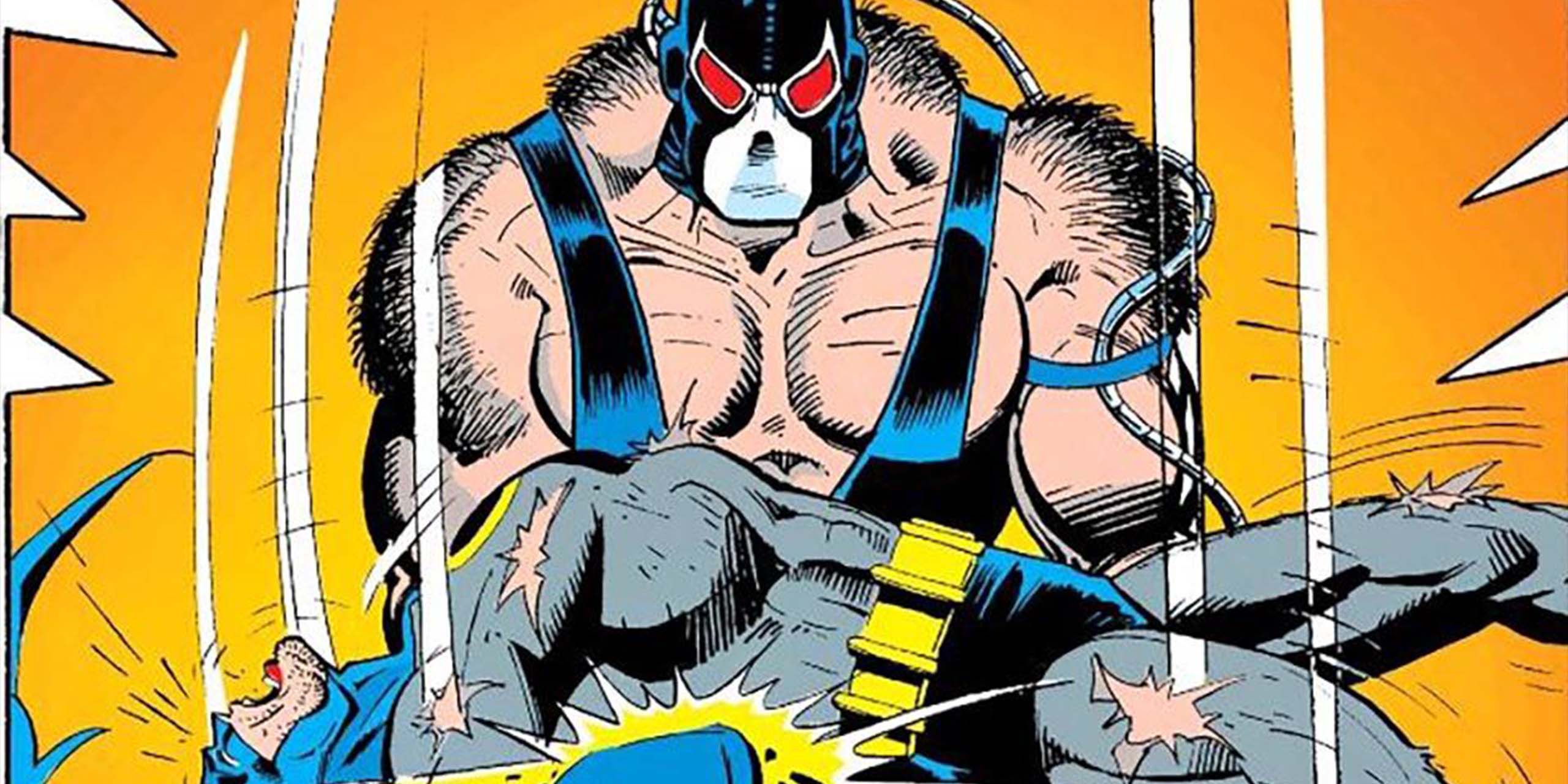 Batman vaincu par Bane dans les comics Knightfall dessiné par Jim Aparo.