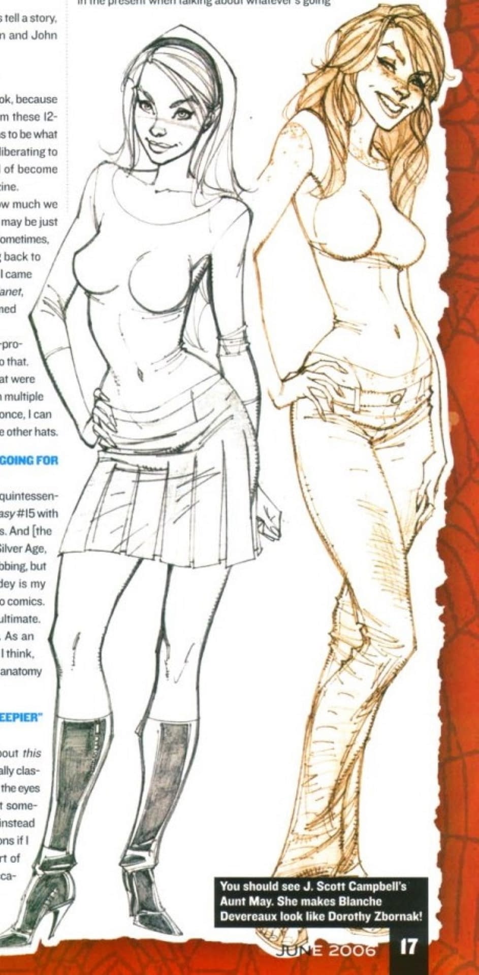 Recherches pour une série Spider-Man du personnage de Mary Jane dessinée par J. Scott Campbell.
