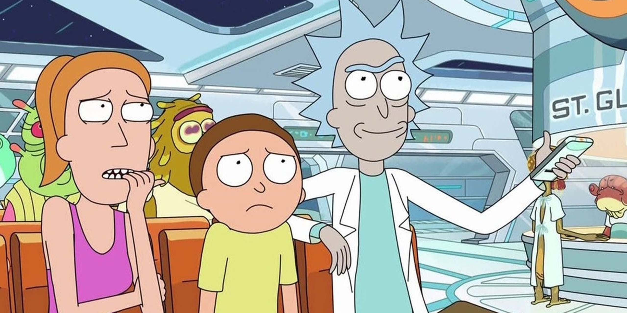 Summer, Morty et Rick dans la saison 9 de Rick et Morty.