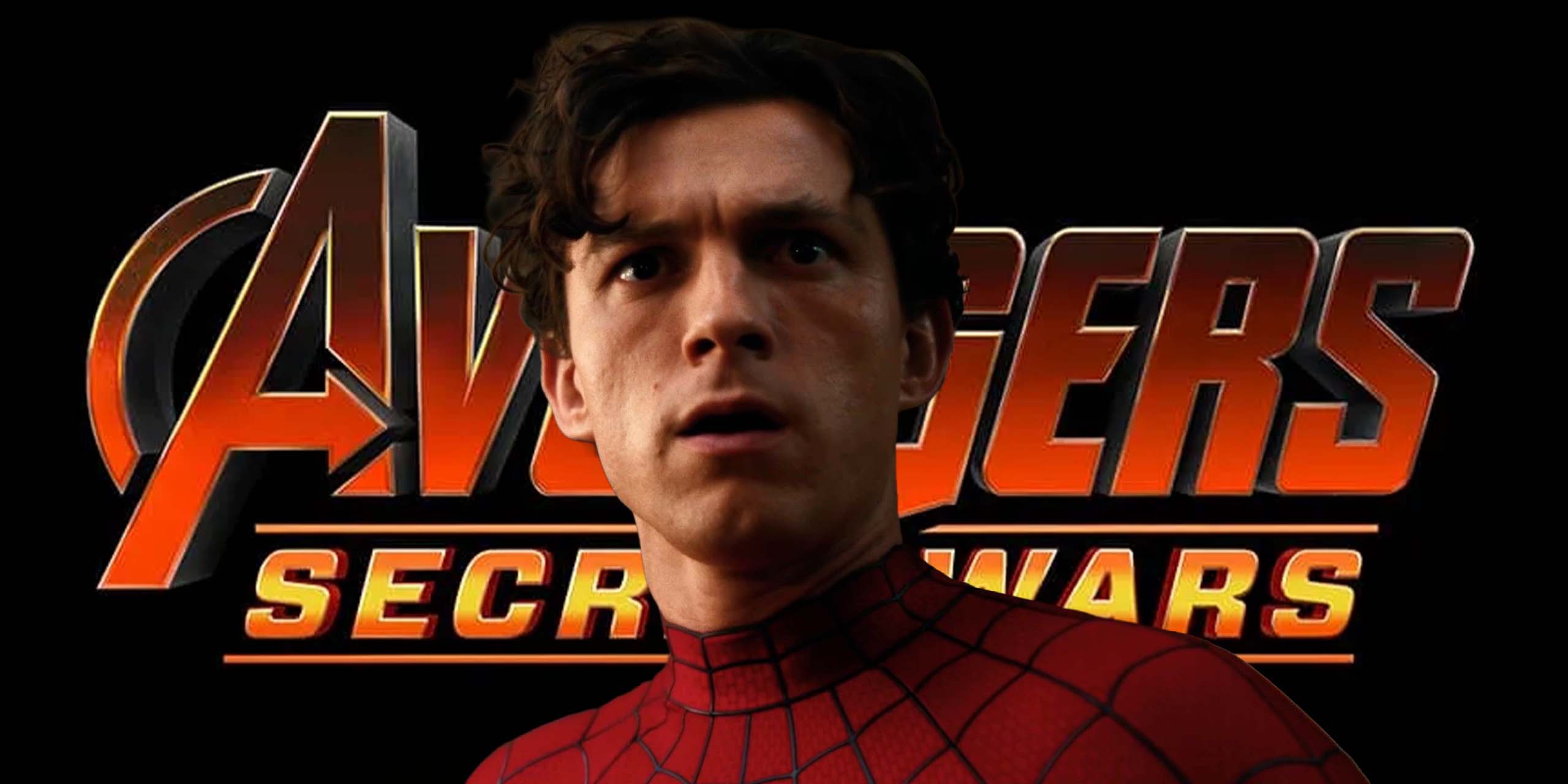 Peter Parker (Tom Holland) dos au logo Avengers: Secret Wars.