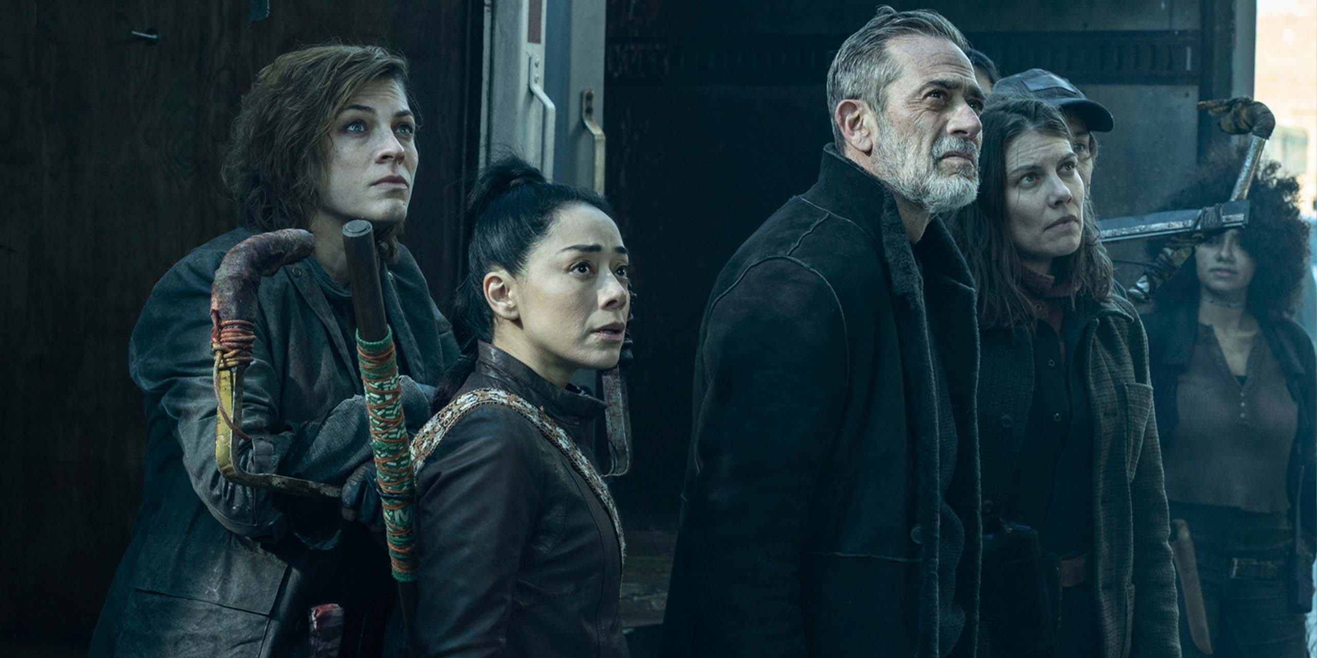 Negan (Jeffrey Dean Morgan), Maggie (Lauren Cohan) et Renata (Aimee Garcia) dans la saison 3 de The Walking Dead: Dead City.