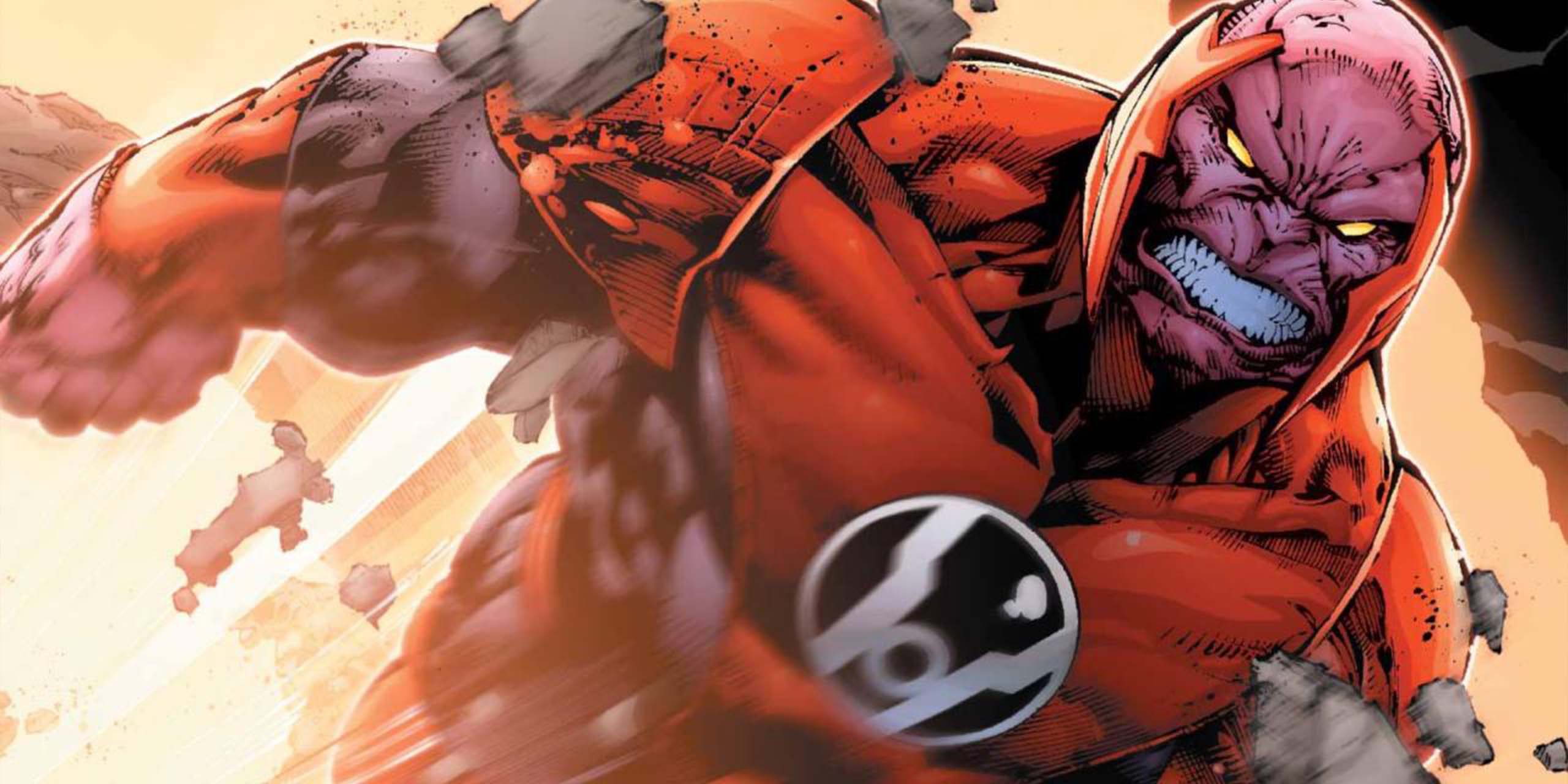 Atrocitus le Red Lantern volant à grande vitesse dans les comics Green Lantern.