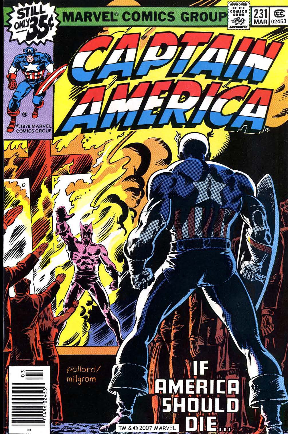 Couverture de Captain America #231 avec Captain America et le Grand Directeur.
