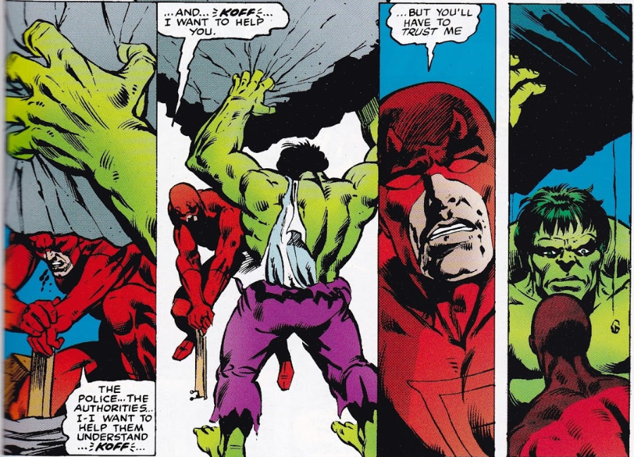 Daredevil face à Hulk dans Daredevil #163.